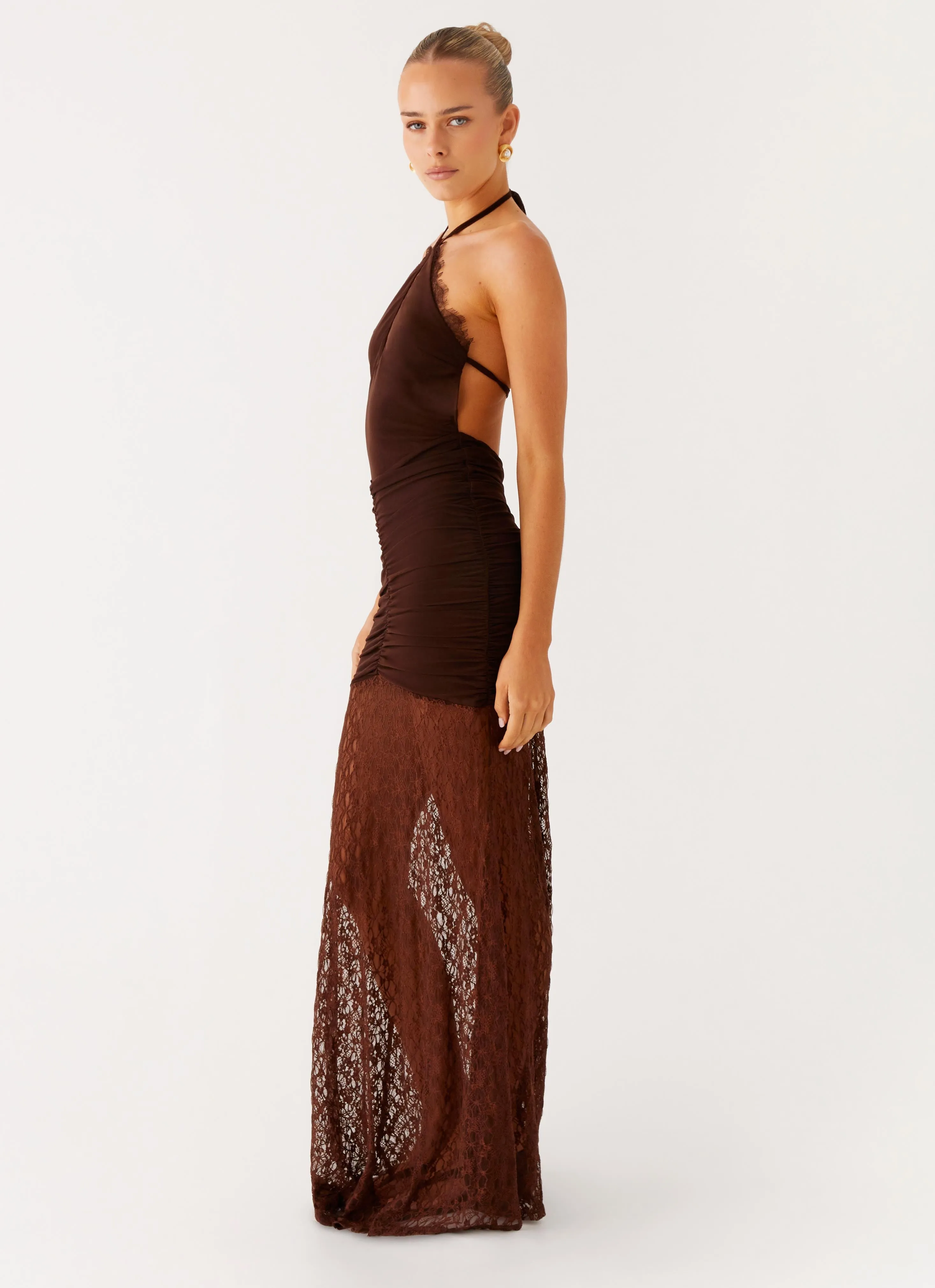 Inner Layer Breathable Cotton Somber Maxi Dress - Chocolate