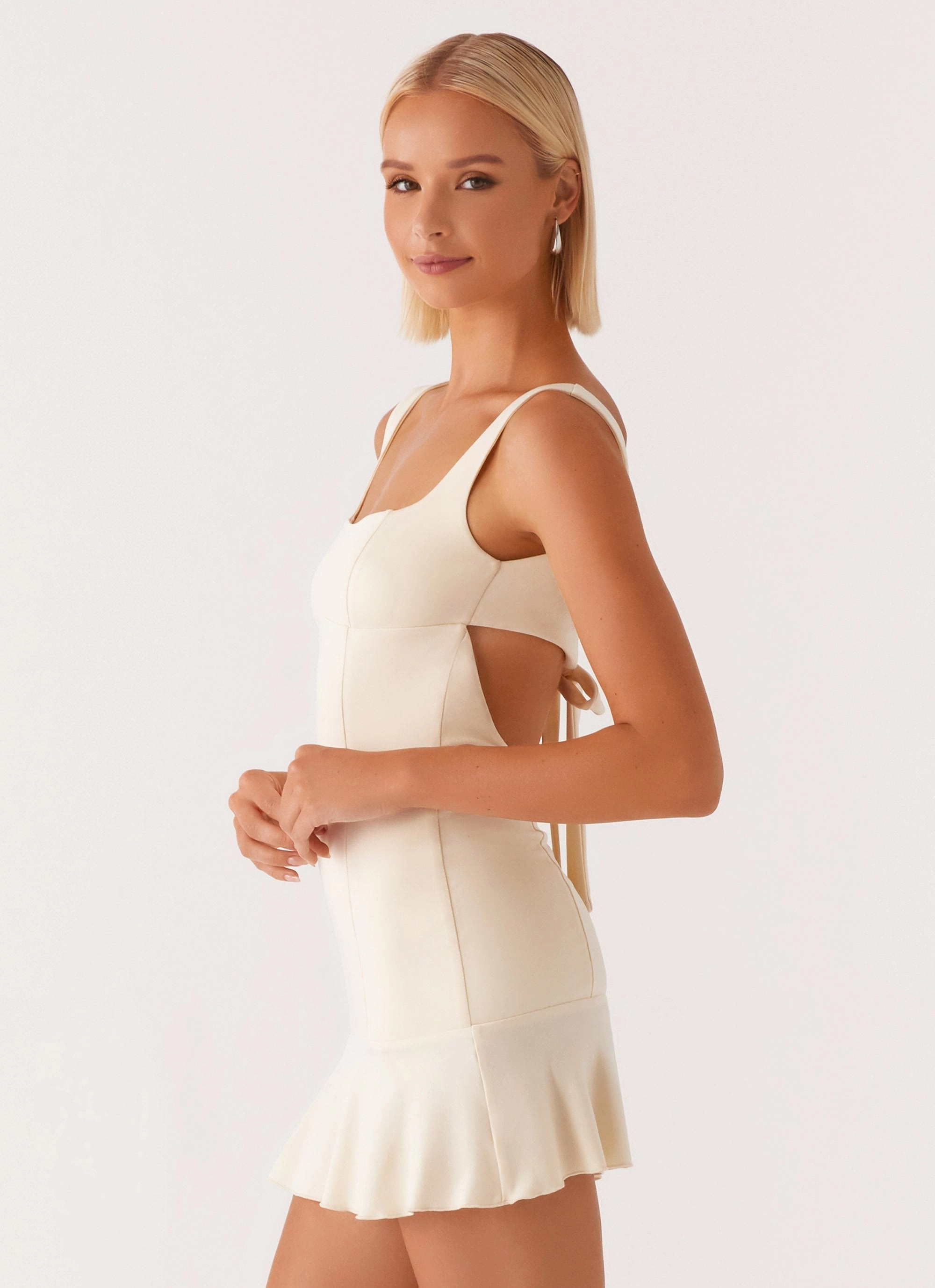 Raw-Hem Tulle Air Someone New Mini Dress - Yellow