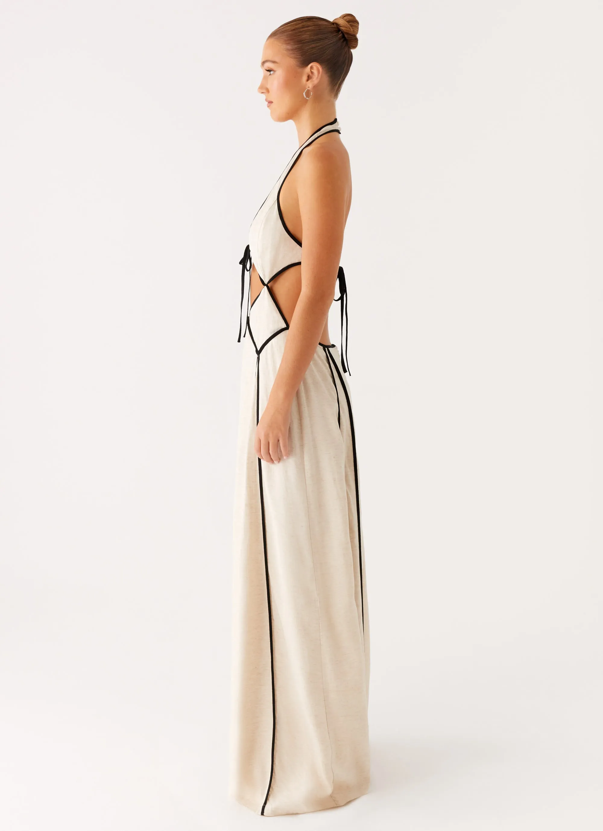 Flexible Shoulder Construction Daytime Look Sonnet Maxi Dress - Oatmeal