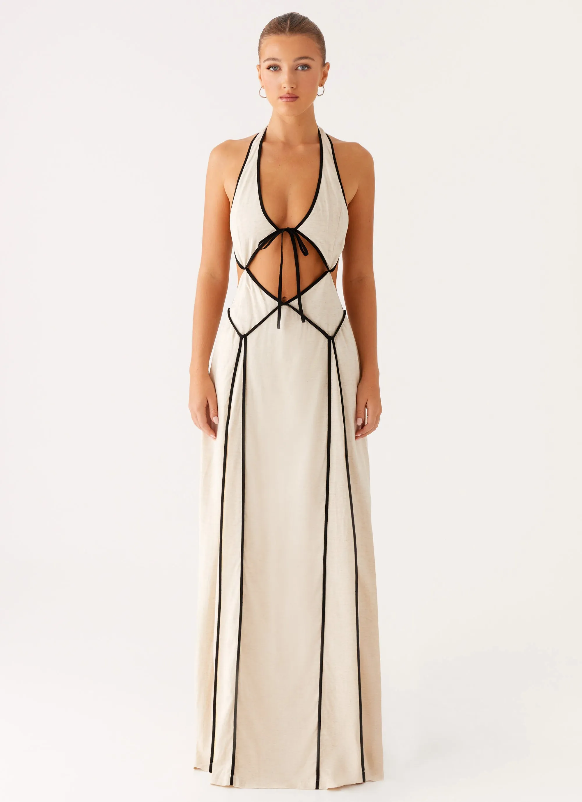 Sonnet Maxi Dress - Oatmeal Breathable Layer Youthful Vibe