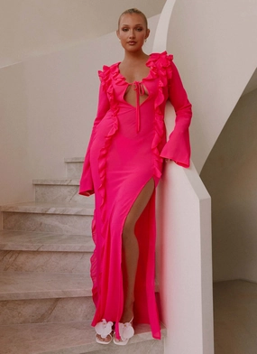 Sophisticated Daywear Charlize Maxi Dress - Pink Charlize Maxi Dress - Pink Crisp Detail