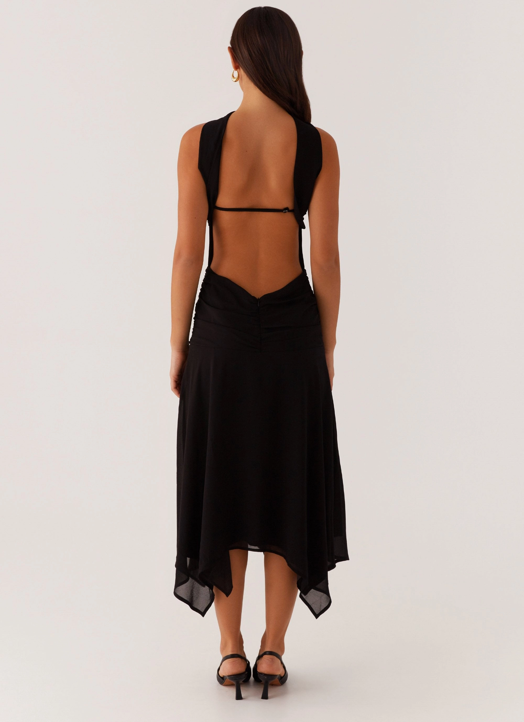 Leto Chiffon Midi Dress - Black Charming Comfort
