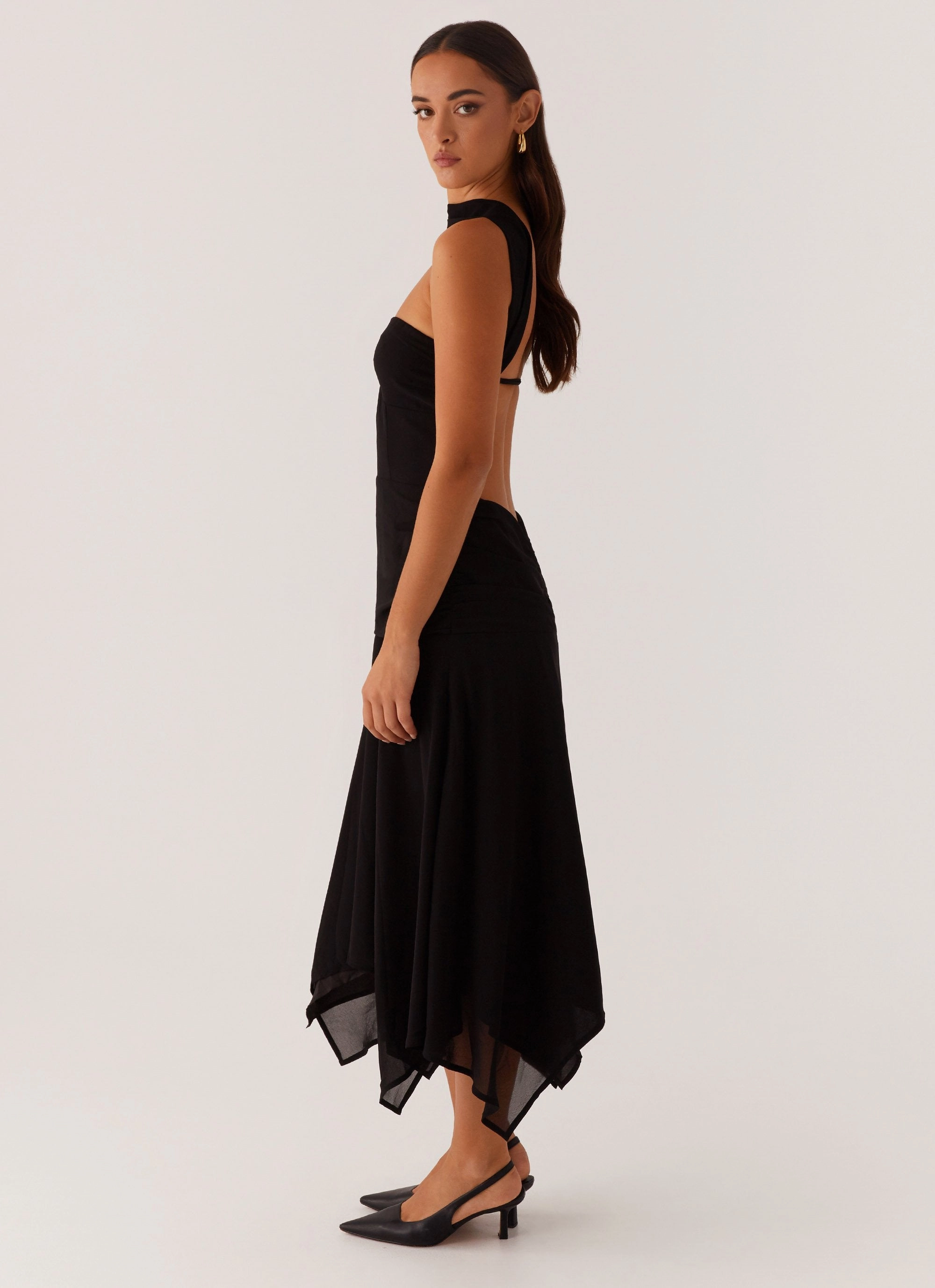 Sleek Comfort Fresh Glow Leto Chiffon Midi Dress - Black