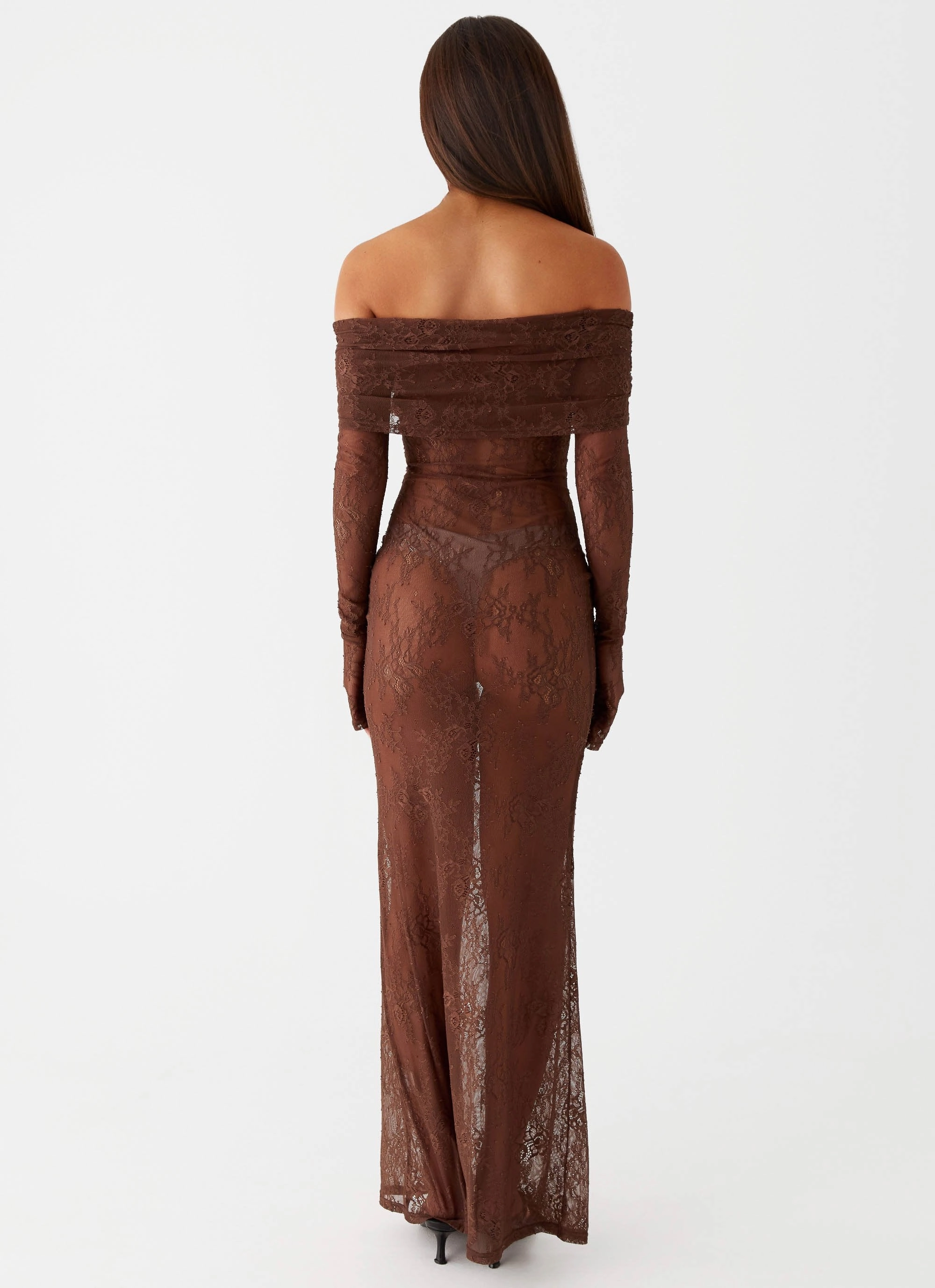 Playful Cut All weather Nadia Lace Maxi Dress - Chocolate