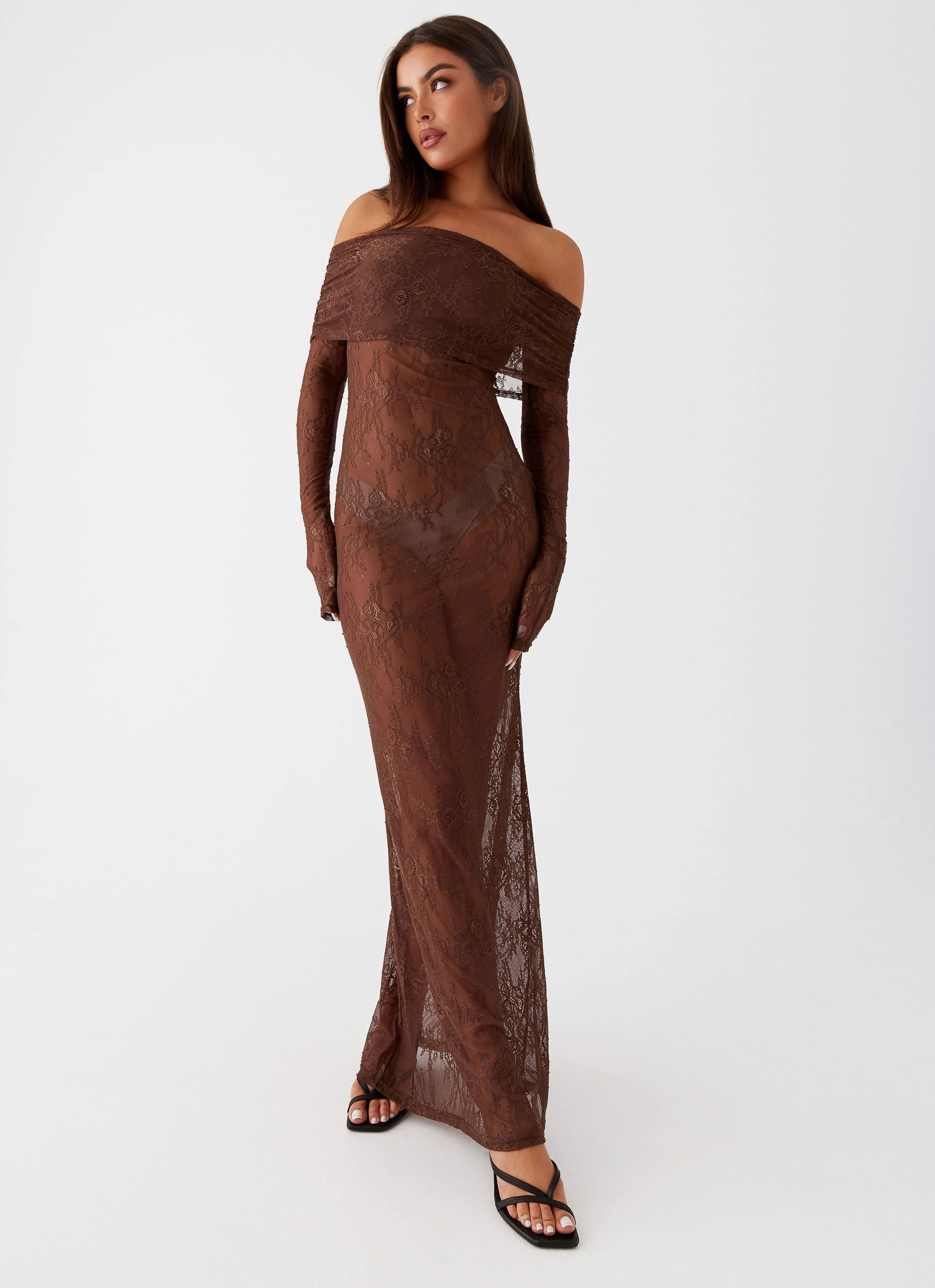 Tailored Wear Nadia Lace Maxi Dress - Chocolate