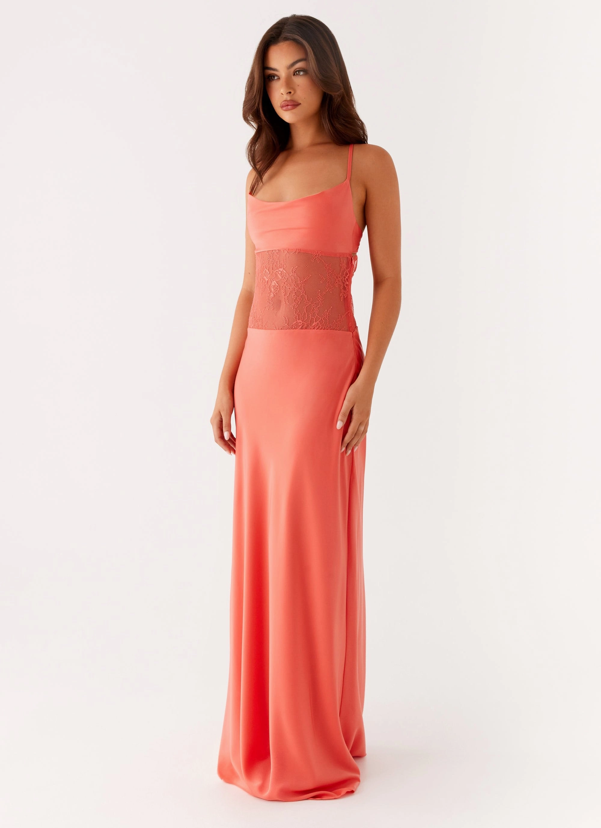 Light Sheen Contemporary Waist Shae Maxi Dress - Tangerine