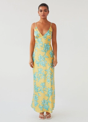 Sorrento Sun Maxi Dress - Golden Bloom Versatile Clothing Linen Vibe Mood Look Sorrento Sun Maxi Dress - Golden Bloom
