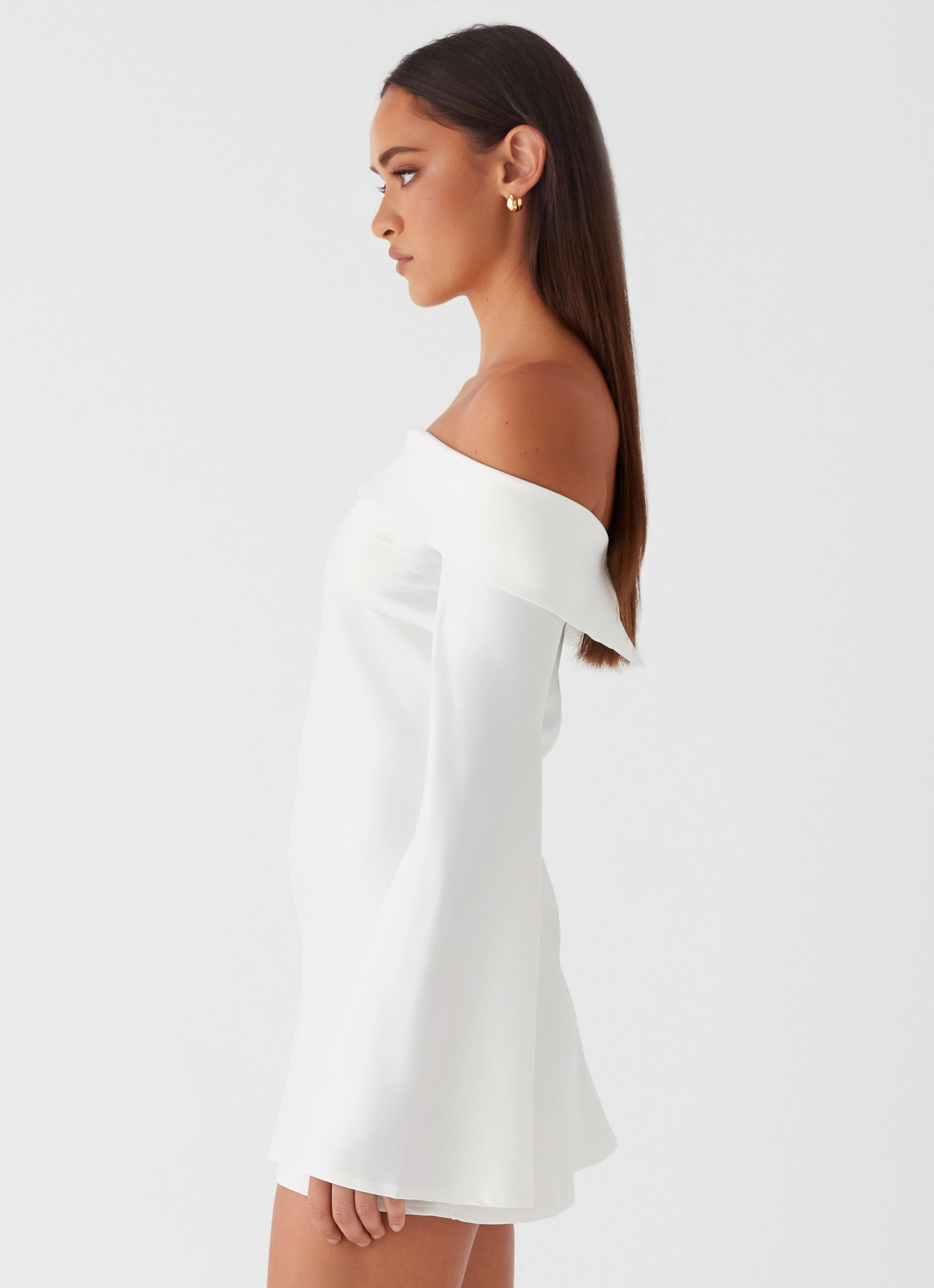 Lumina Long Sleeve Mini Dress - White Sequin-Detail