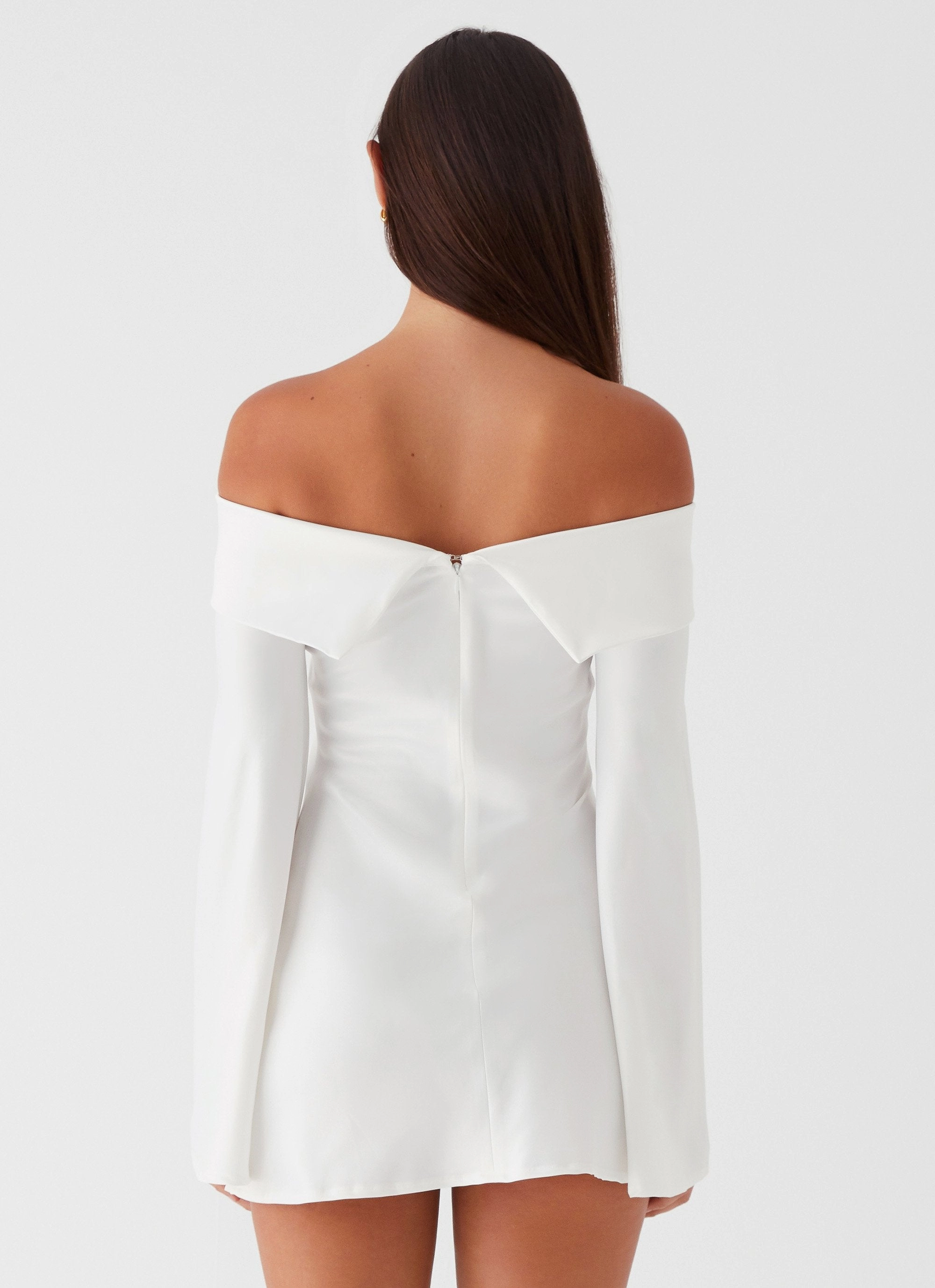 Ready Anytime Soft Tones Lumina Long Sleeve Mini Dress - White