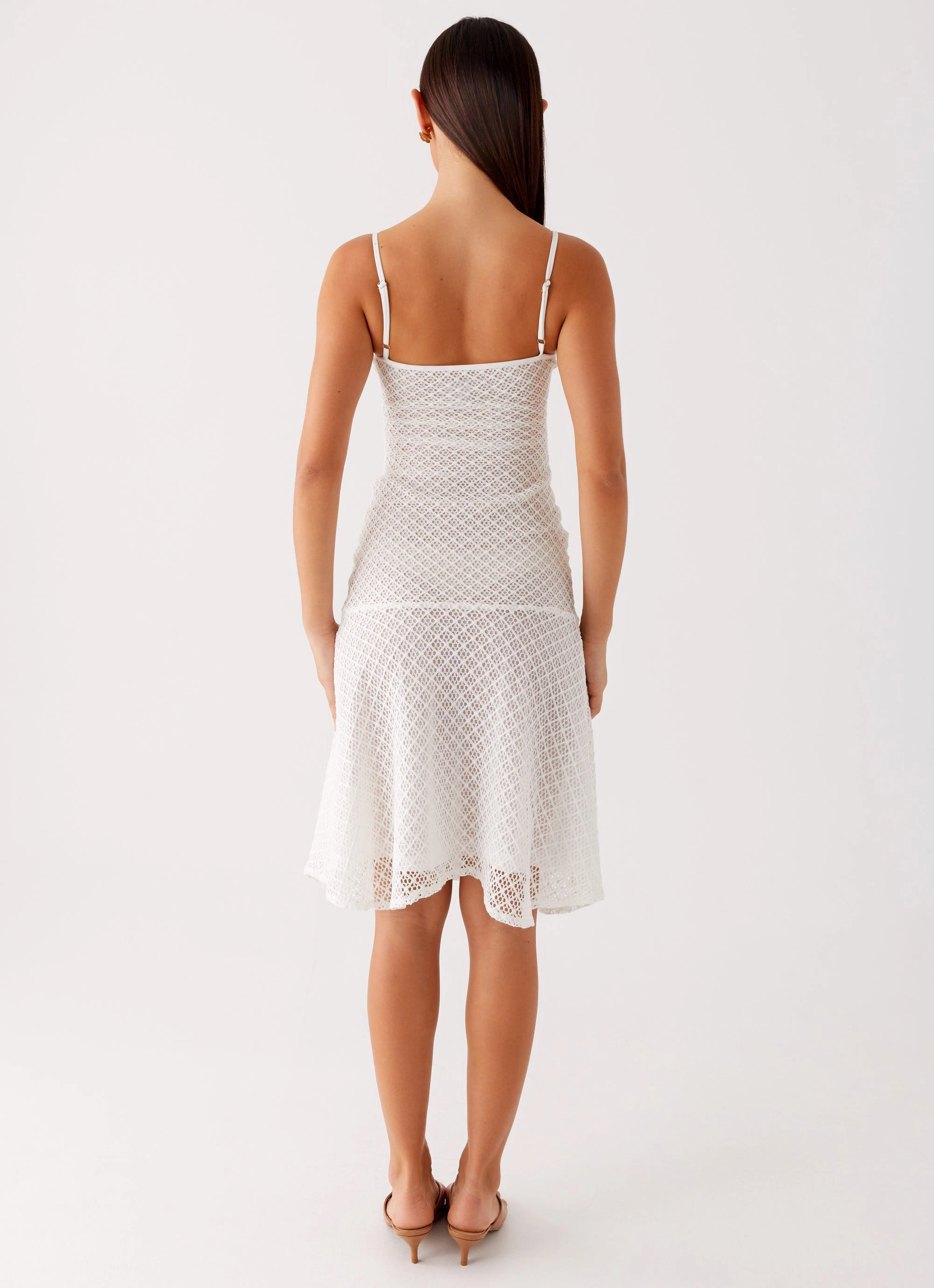 Tamar Midi Dress - White Sharp Motion Evening Tone