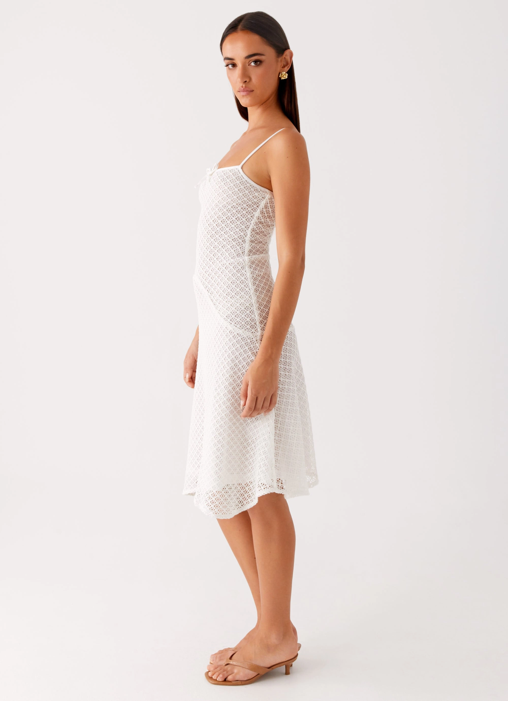 Tamar Midi Dress - White soft look