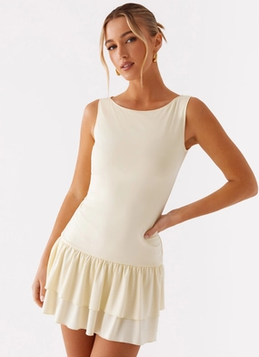 Daily Flex Light Bow Rhiannon Frill Mini Dress - Yellow