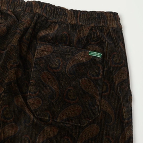 Spellbound Paisley Corduroy Easy Pants - Black
