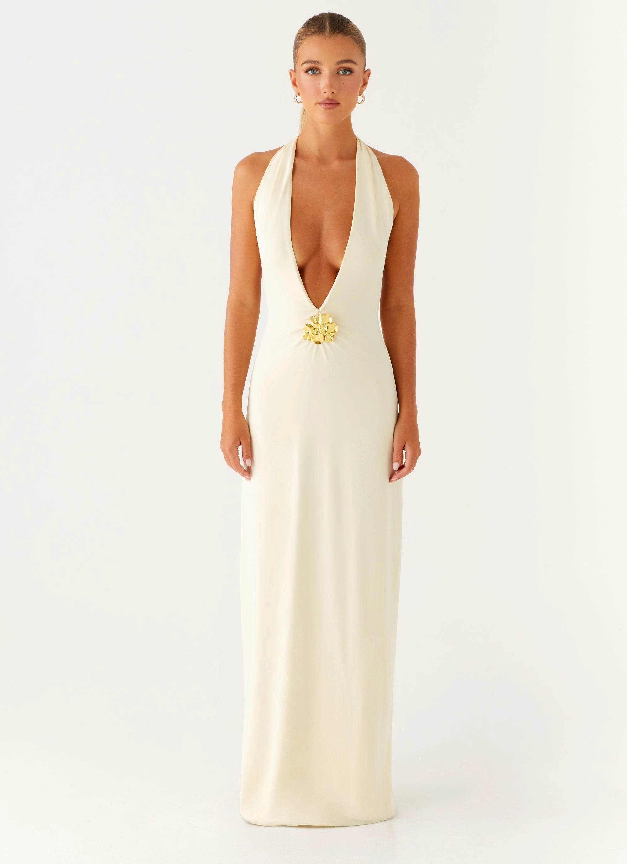 Elegant Waist Spirit Maxi Dress - Yellow