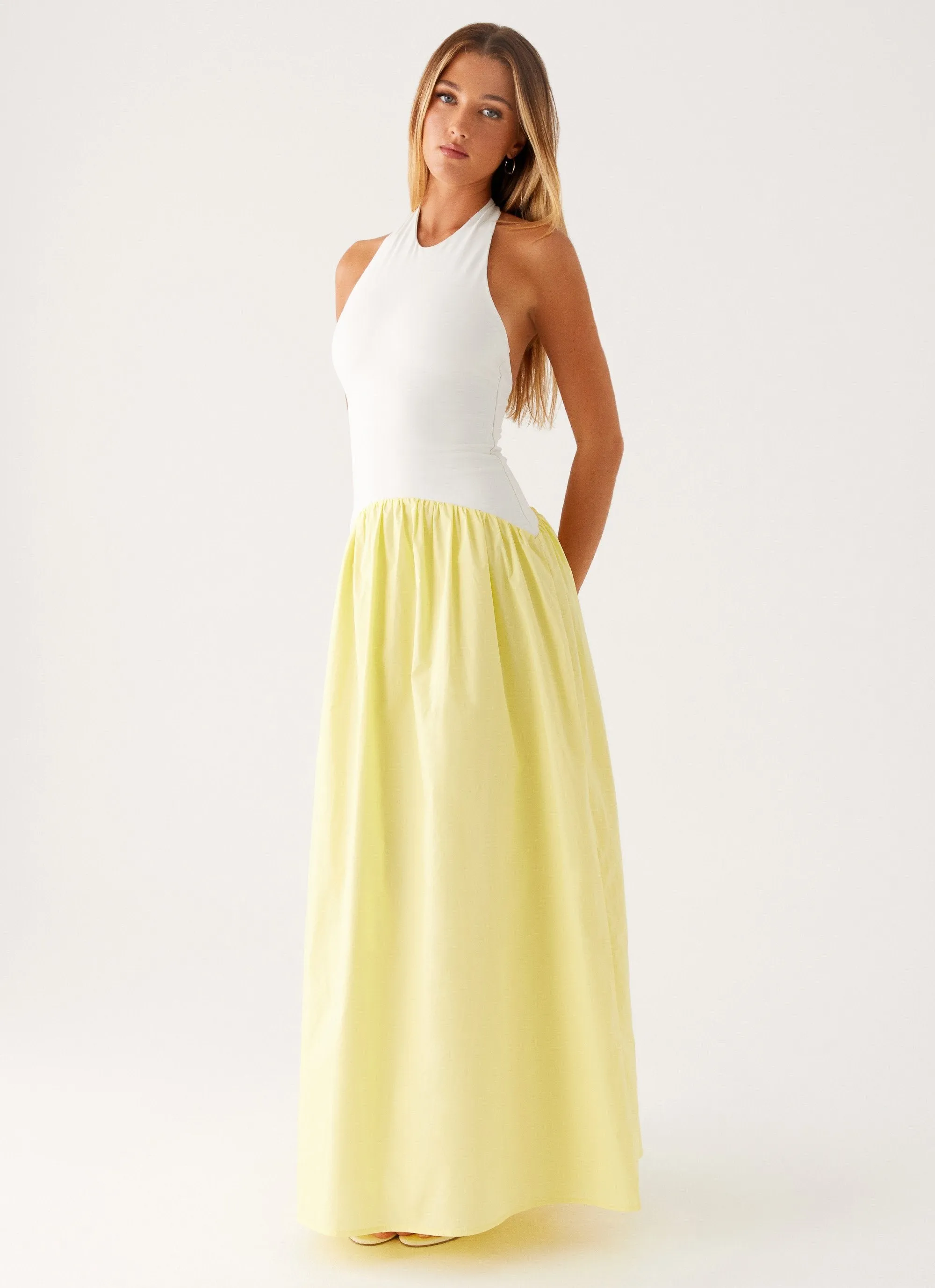 Elora Maxi Dress - Yellow Spliced Thermoregulating Layer
