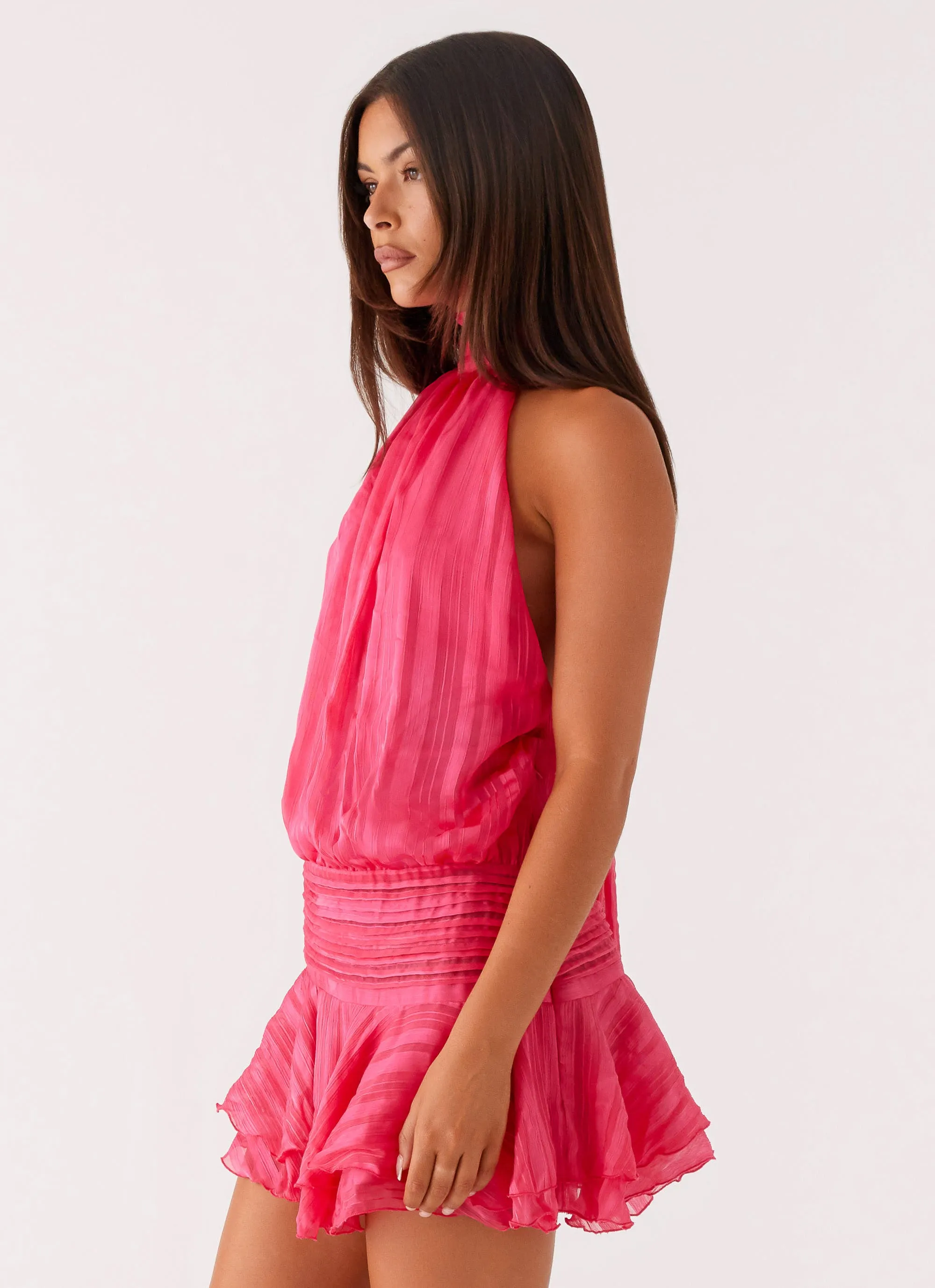 Athletic Look Willow Chiffon Mini Dress - Fuchsia