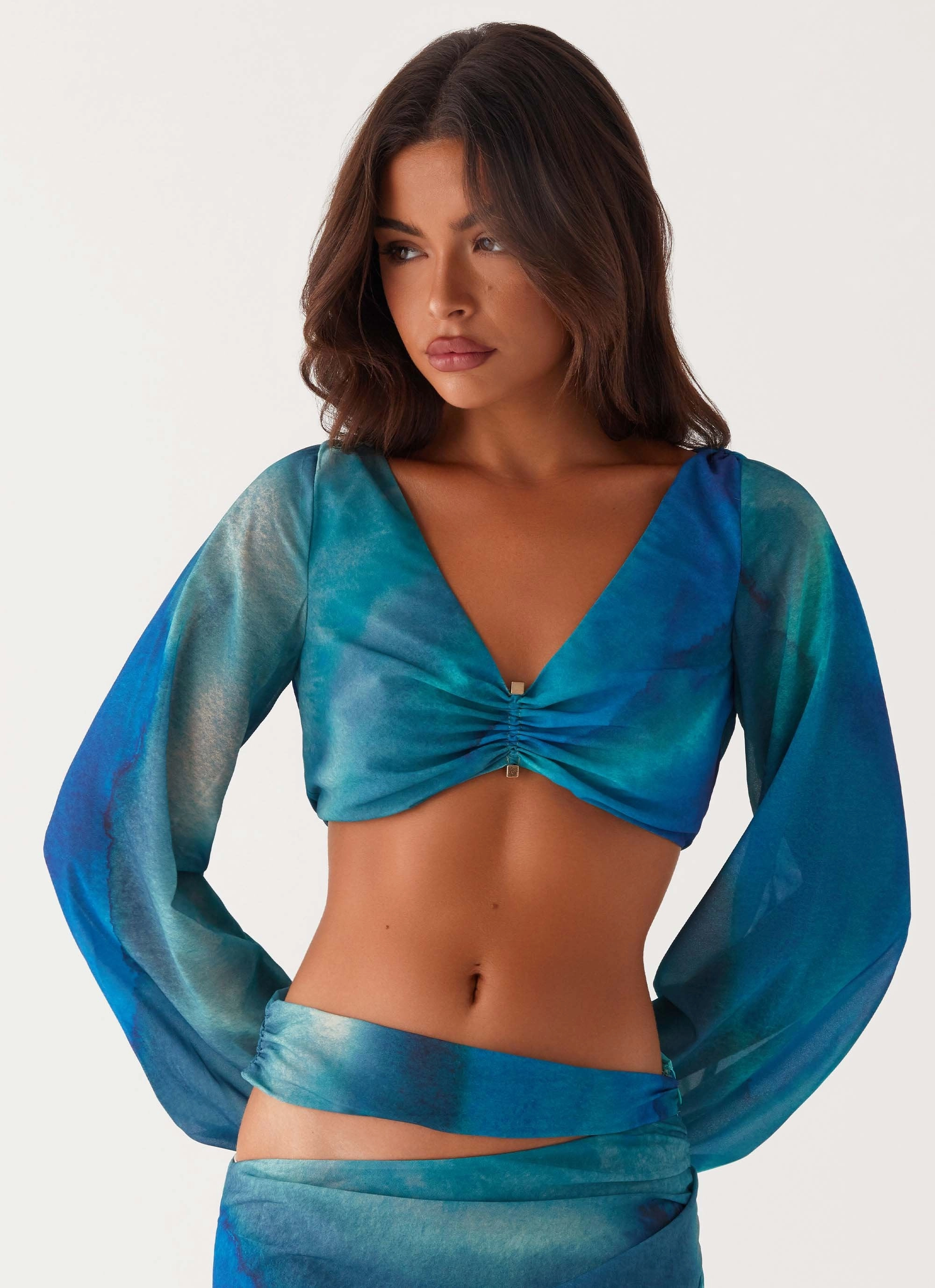 Austin Long Sleeve Top - Blue Tie Dye Packable Fit
