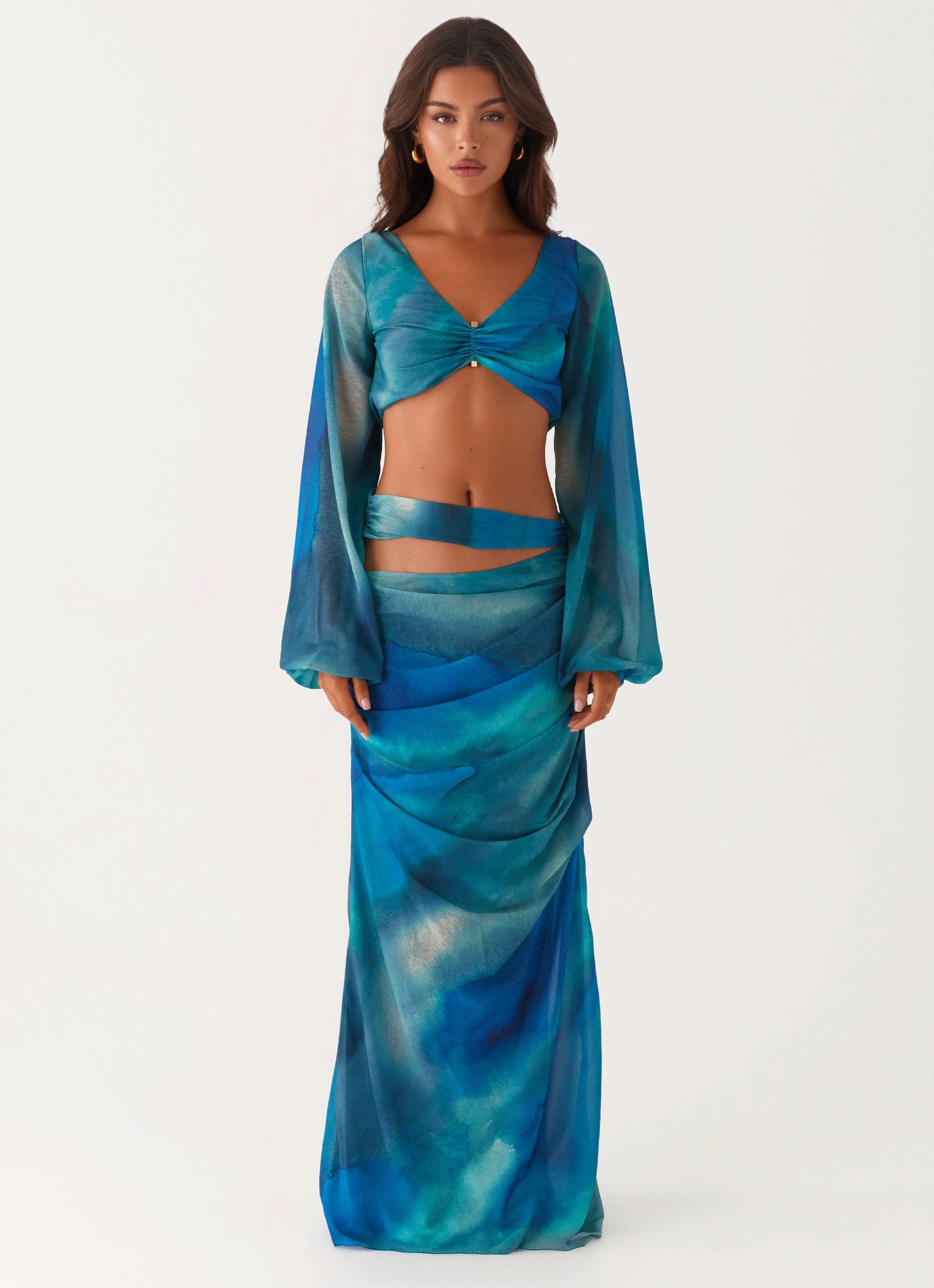 Austin Long Sleeve Top - Blue Tie Dye SmoothZipClosure Movement Ready Fit