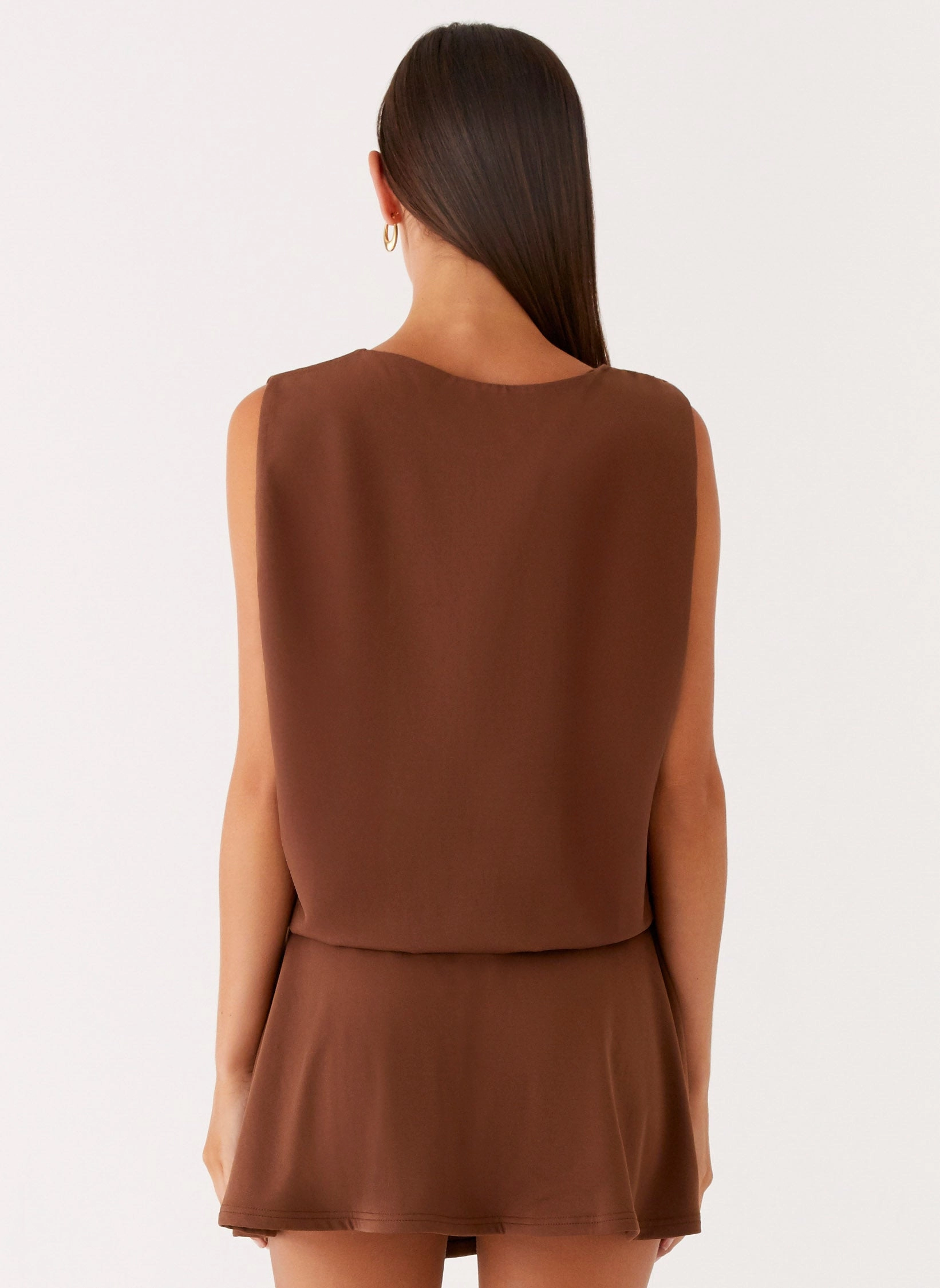 Cozy Texture Beaded-Edge Ala Mini Dress - Chocolate