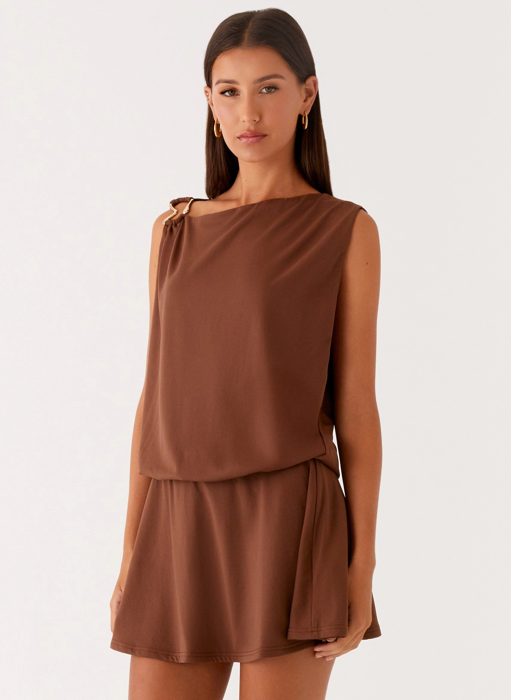 Formal dinner wear Ala Mini Dress - Chocolate