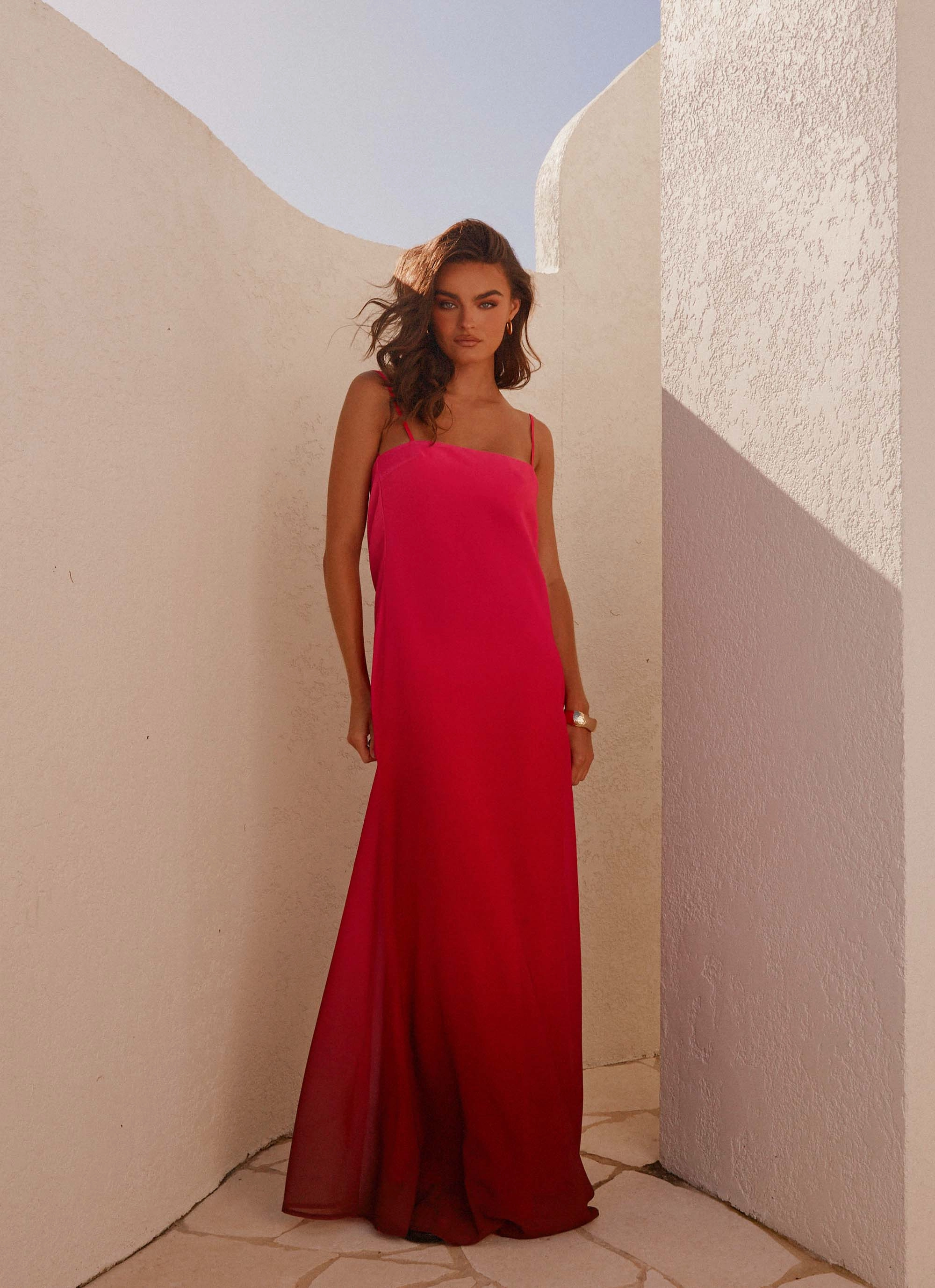 Marianne Maxi Dress - Fuchsia Gradient Vacation Outfit Travel Vibe