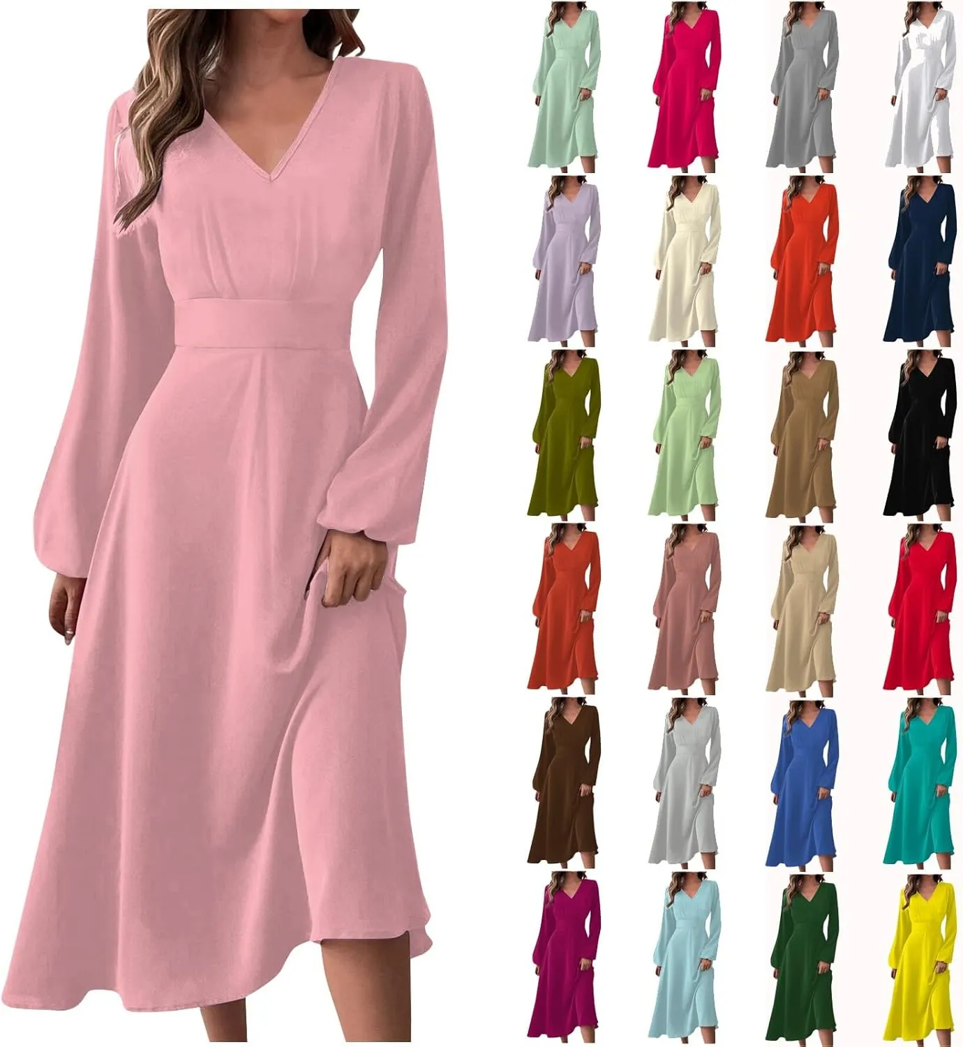 Spring Dresses for Women 2024 New Years Eve V-Neck Long Sleeve Gradient Plus Size Dresses for Curvy Formal Trendy