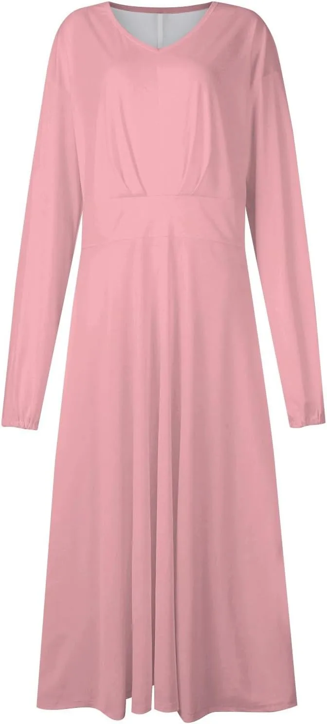 Spring Dresses for Women 2024 New Years Eve V-Neck Long Sleeve Gradient Plus Size Dresses for Curvy Formal Trendy