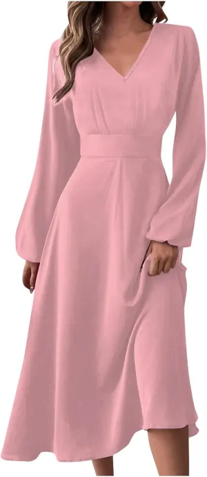 Spring Dresses for Women 2024 New Years Eve V-Neck Long Sleeve Gradient Plus Size Dresses for Curvy Formal Trendy