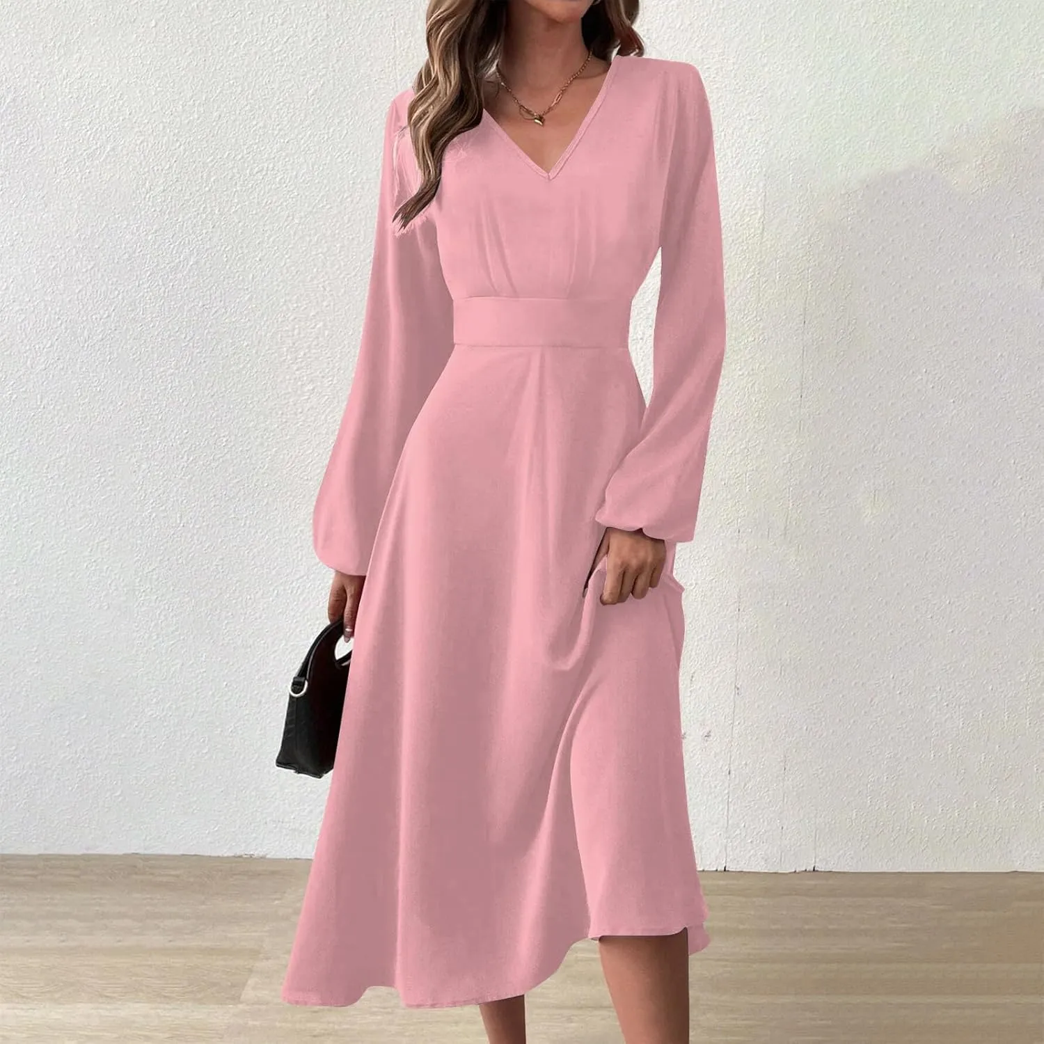 Spring Dresses for Women 2024 New Years Eve V-Neck Long Sleeve Gradient Plus Size Dresses for Curvy Formal Trendy