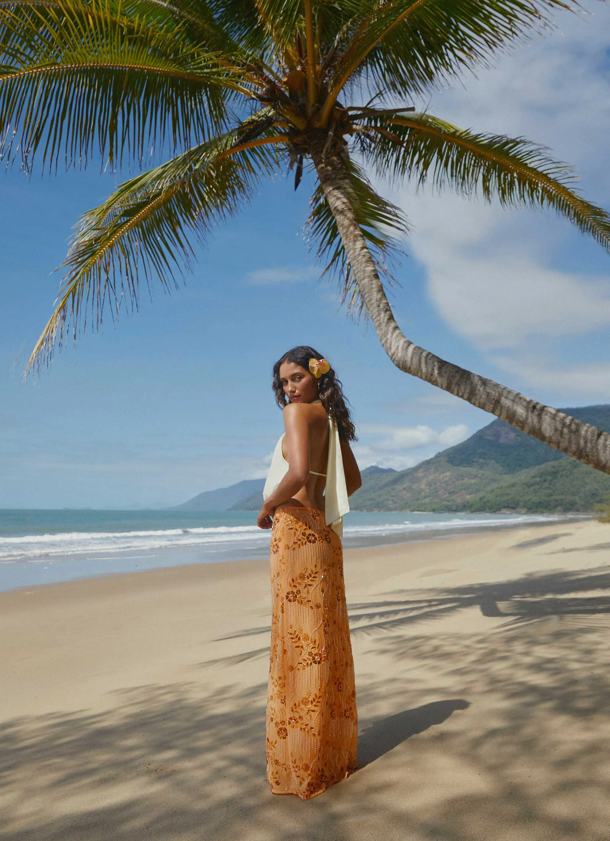 Cotton Rich Fast fashion Corinna Low Rise Sequin Maxi Skirt - Orange