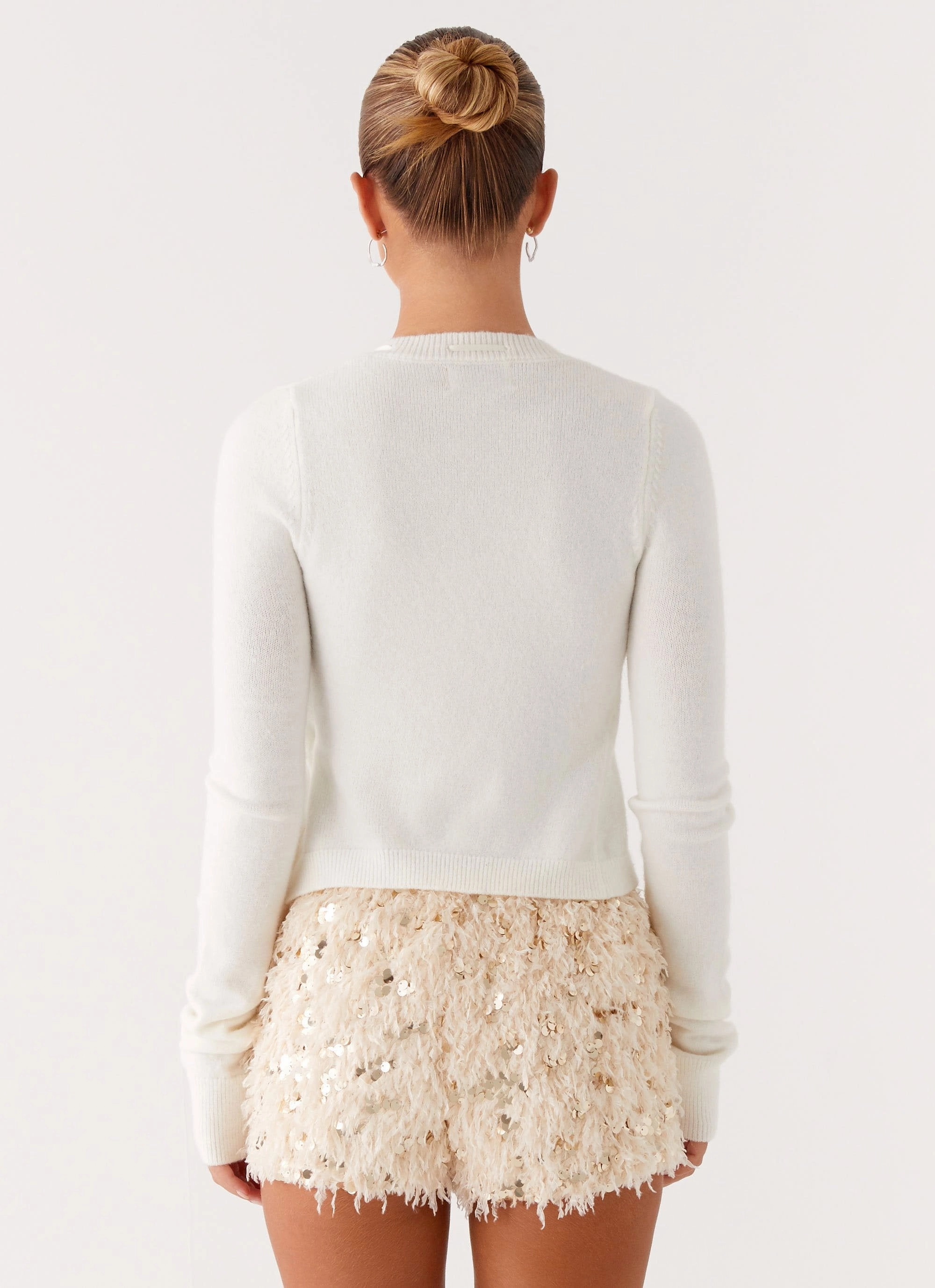 Stylish Layers Candy Sequin Mini Shorts - White