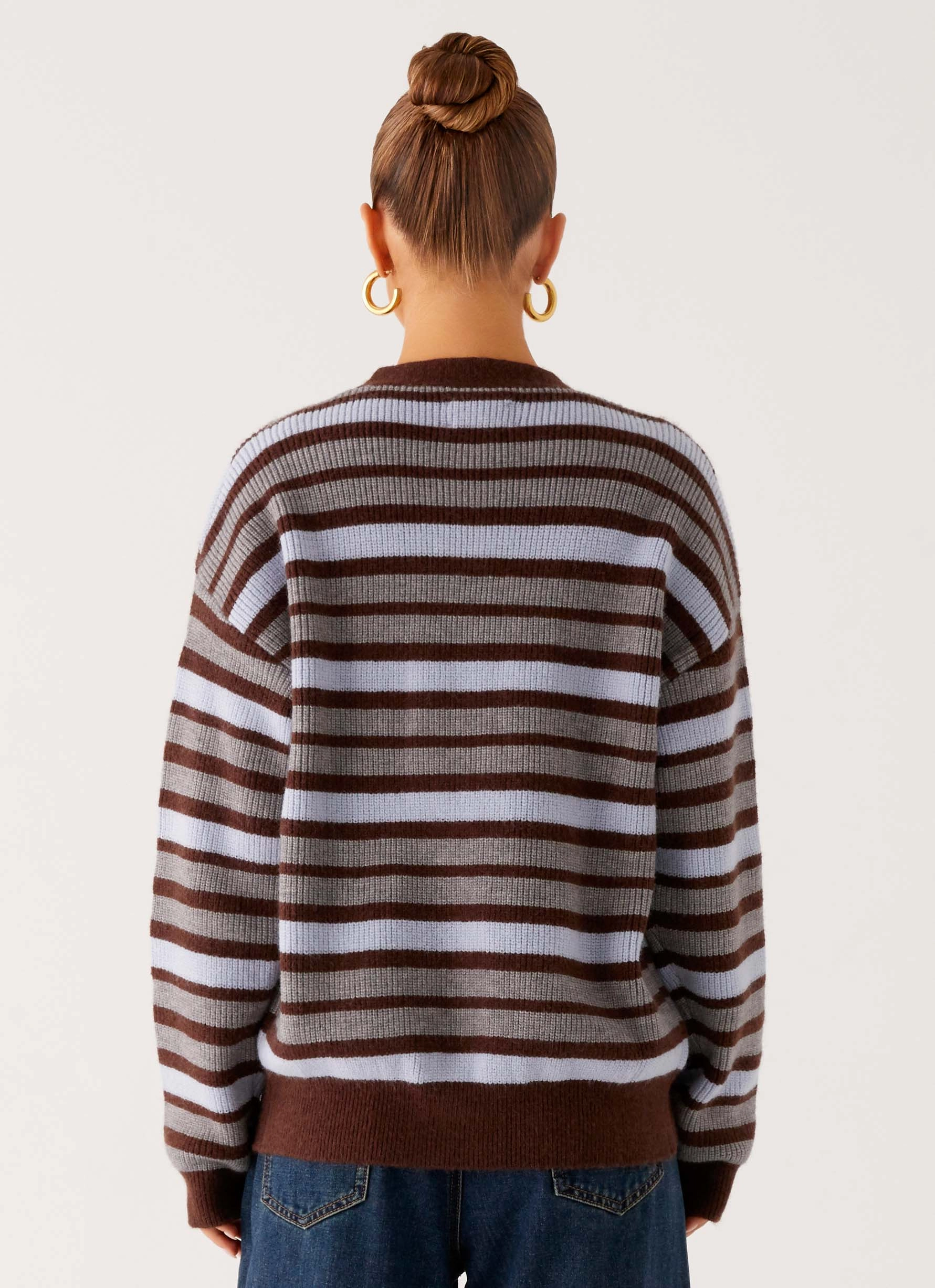 BondedShoulderTaping NonChafe Lining Charlie Oversized Cardigan - Tawny Stripe