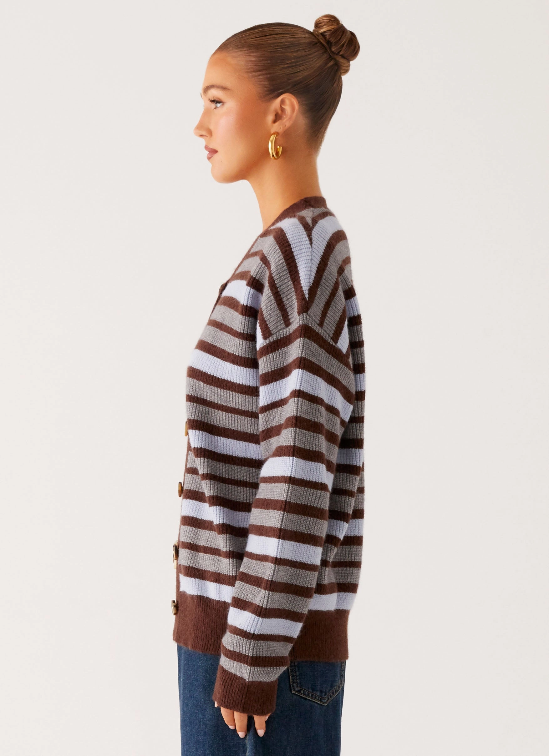 MoistureControl Charlie Oversized Cardigan - Tawny Stripe