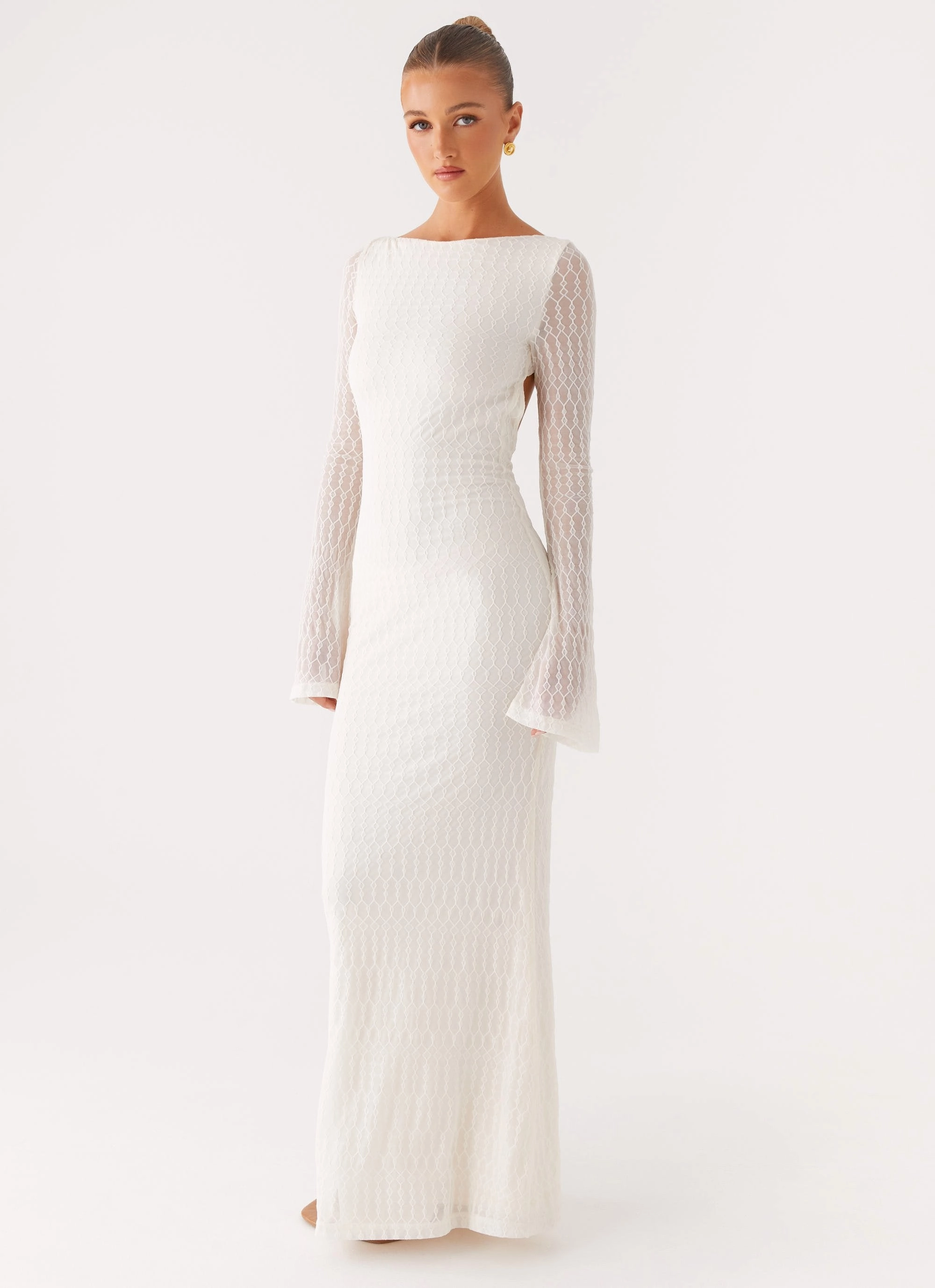 Cool Fabric Ethereal Long Sleeve Maxi Dress - Ivory