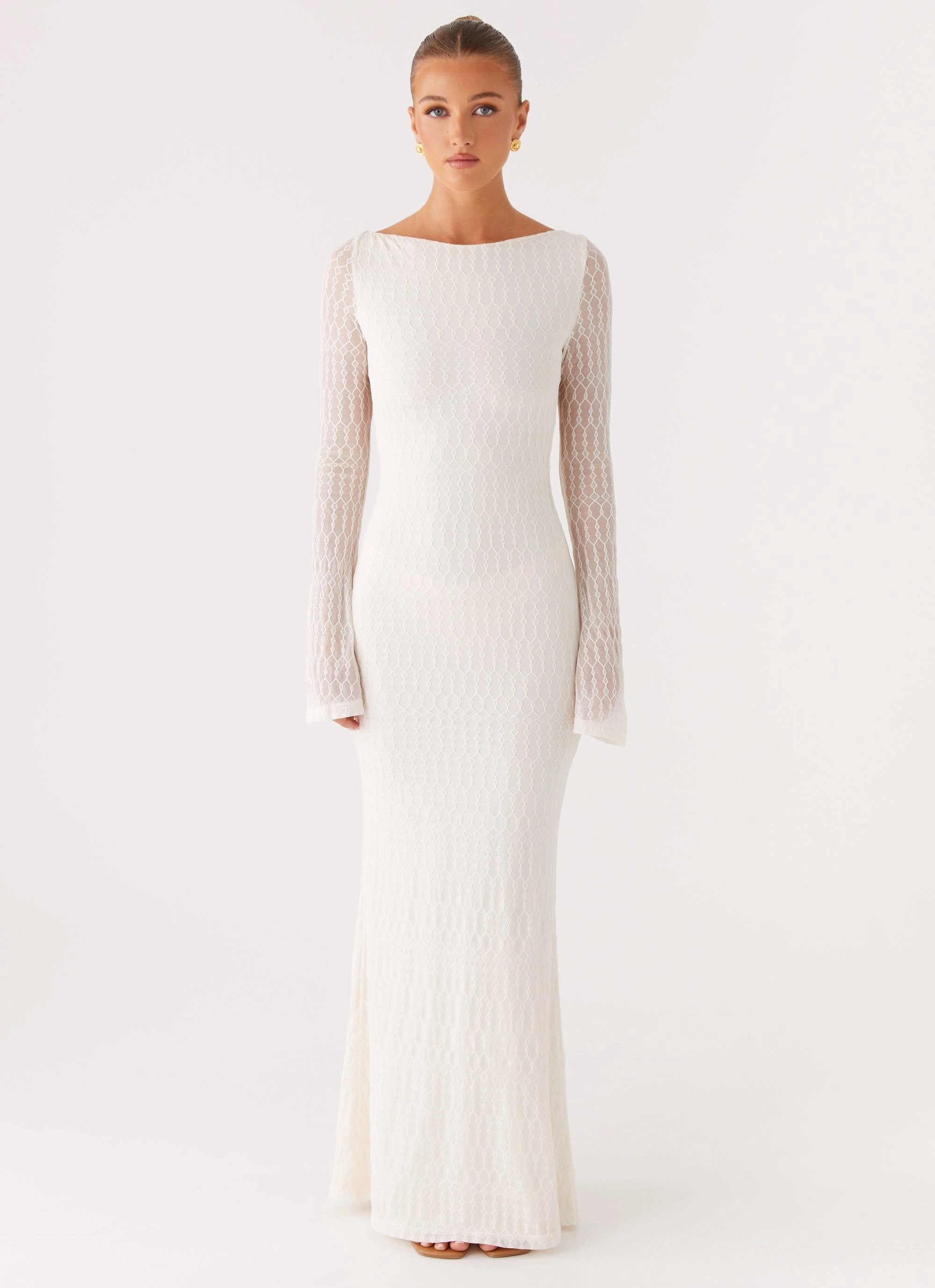 Ethereal Long Sleeve Maxi Dress - Ivory Classic Comfort