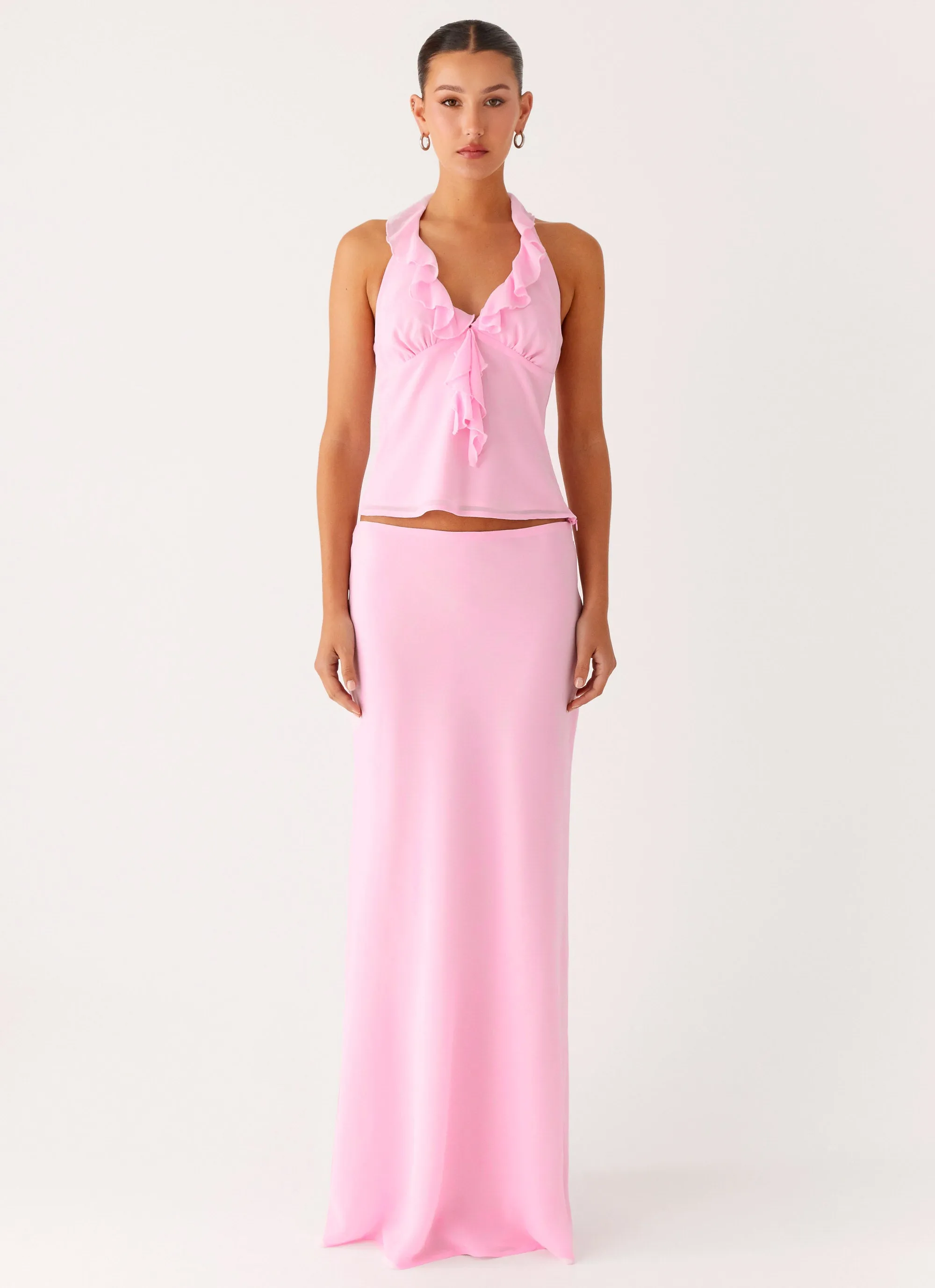 Star Girl Maxi Skirt - Baby Pink beaded embellishment
