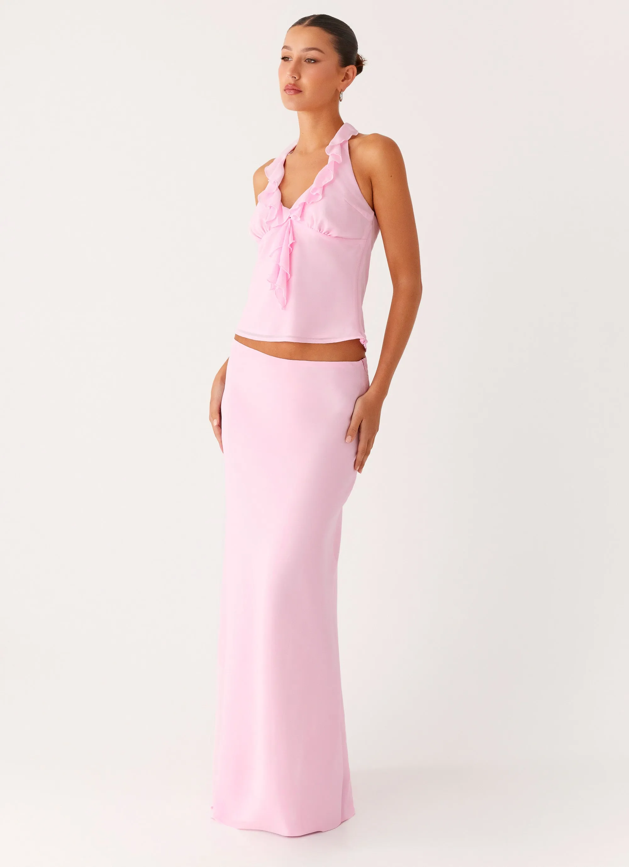 Star Girl Maxi Skirt - Baby Pink Cozy Vibe Machine wash safe