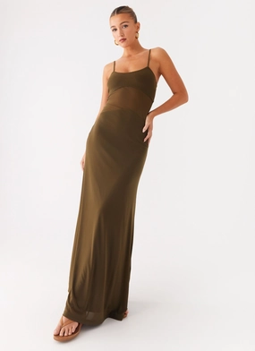 Wool-Blend Starfall Maxi Dress - Khaki