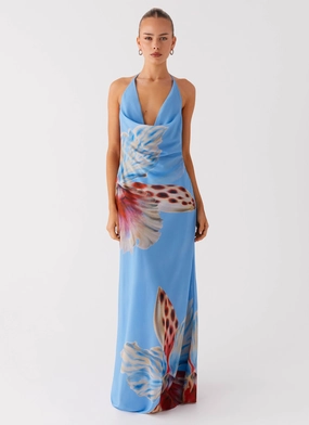 Stars Align Cowl Maxi Dress - Deep Sea Bloom Calm Touch