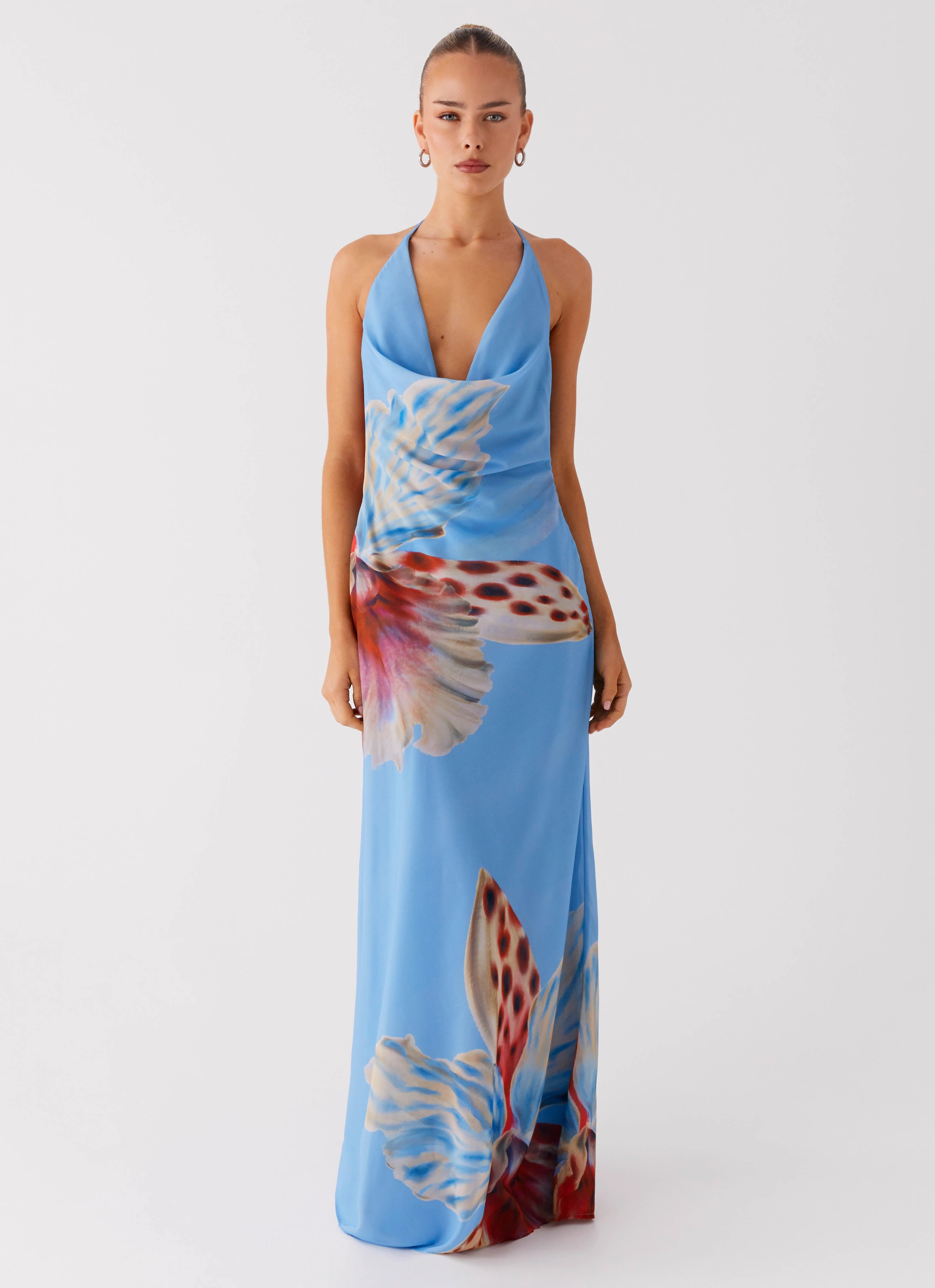 Stars Align Cowl Maxi Dress - Deep Sea Bloom Calm Touch