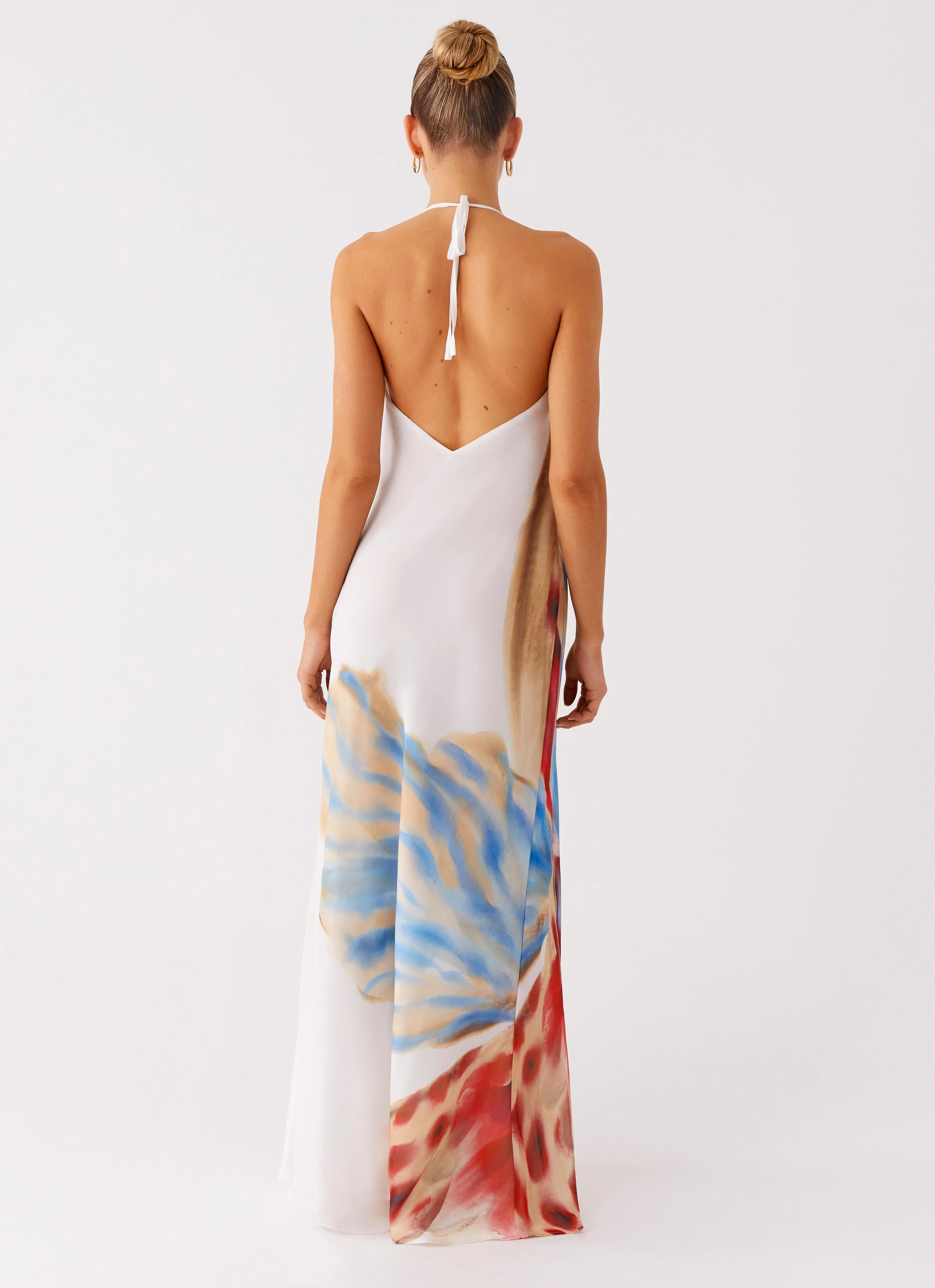 Texture Soft Bright-colored piece Stars Align Cowl Maxi Dress - White Sea Bloom