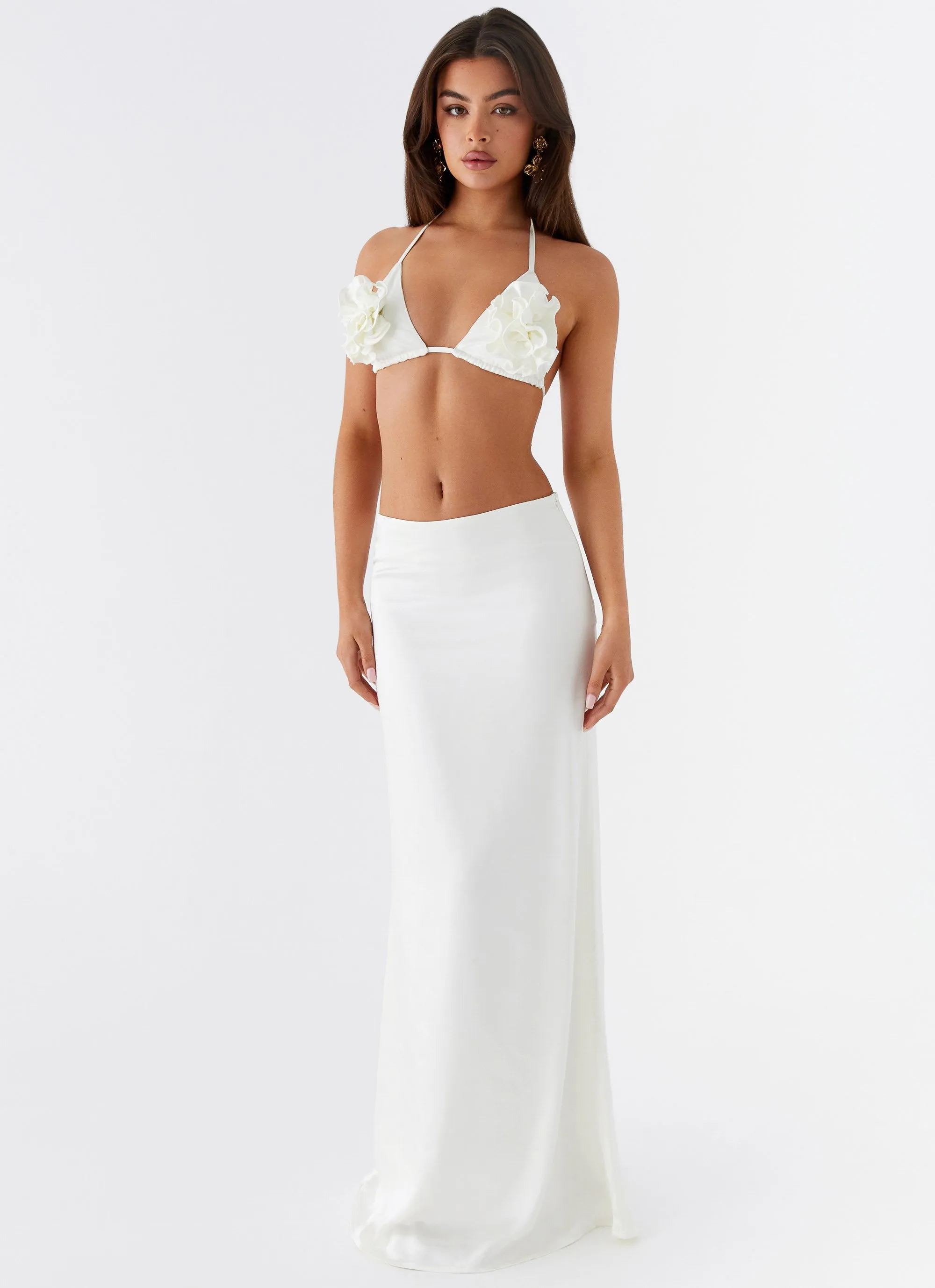 Morgan Low Rise Maxi Skirt - Ivory Festival Outfit