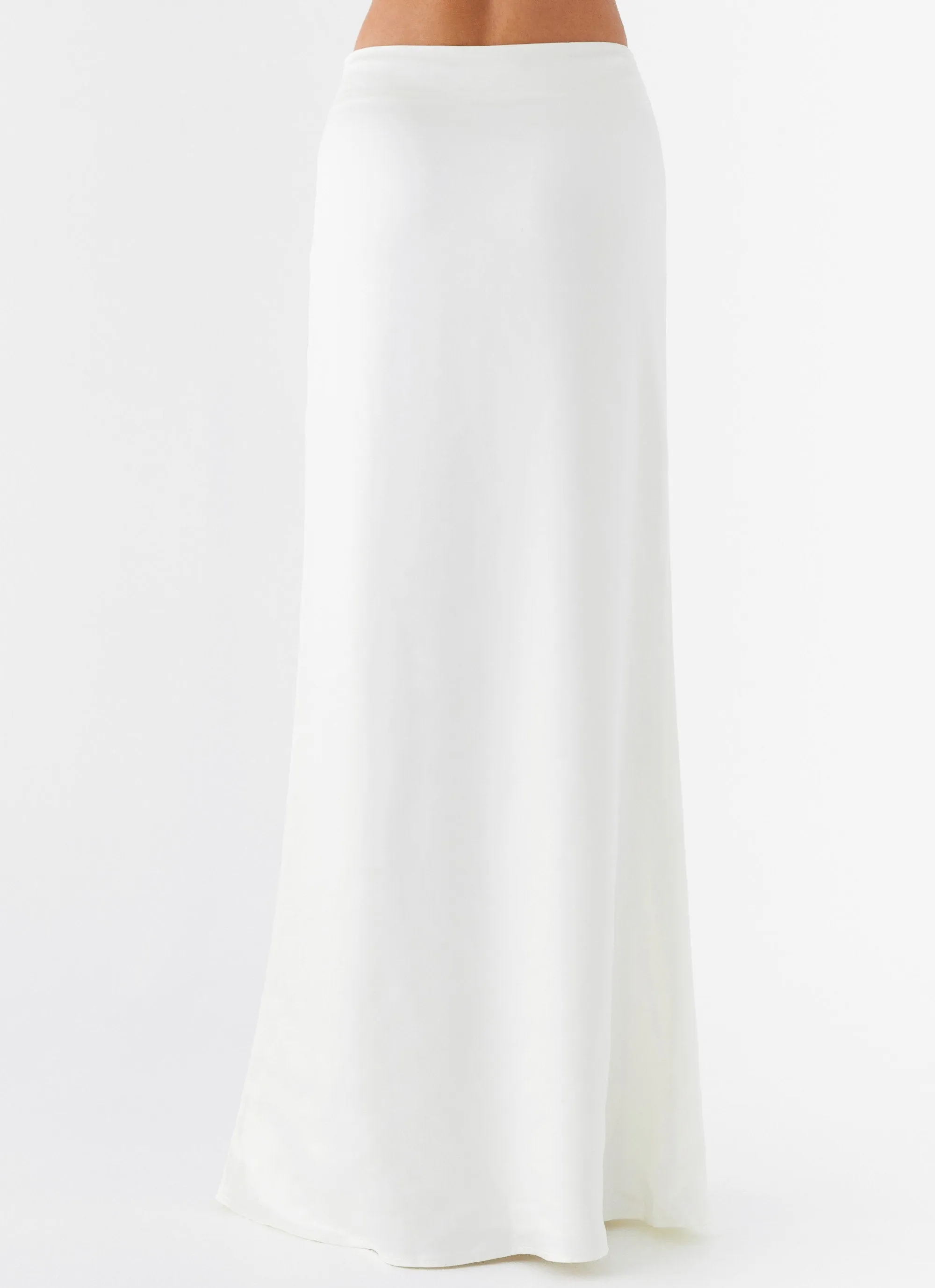 Morgan Low Rise Maxi Skirt - Ivory Embroidered Detail