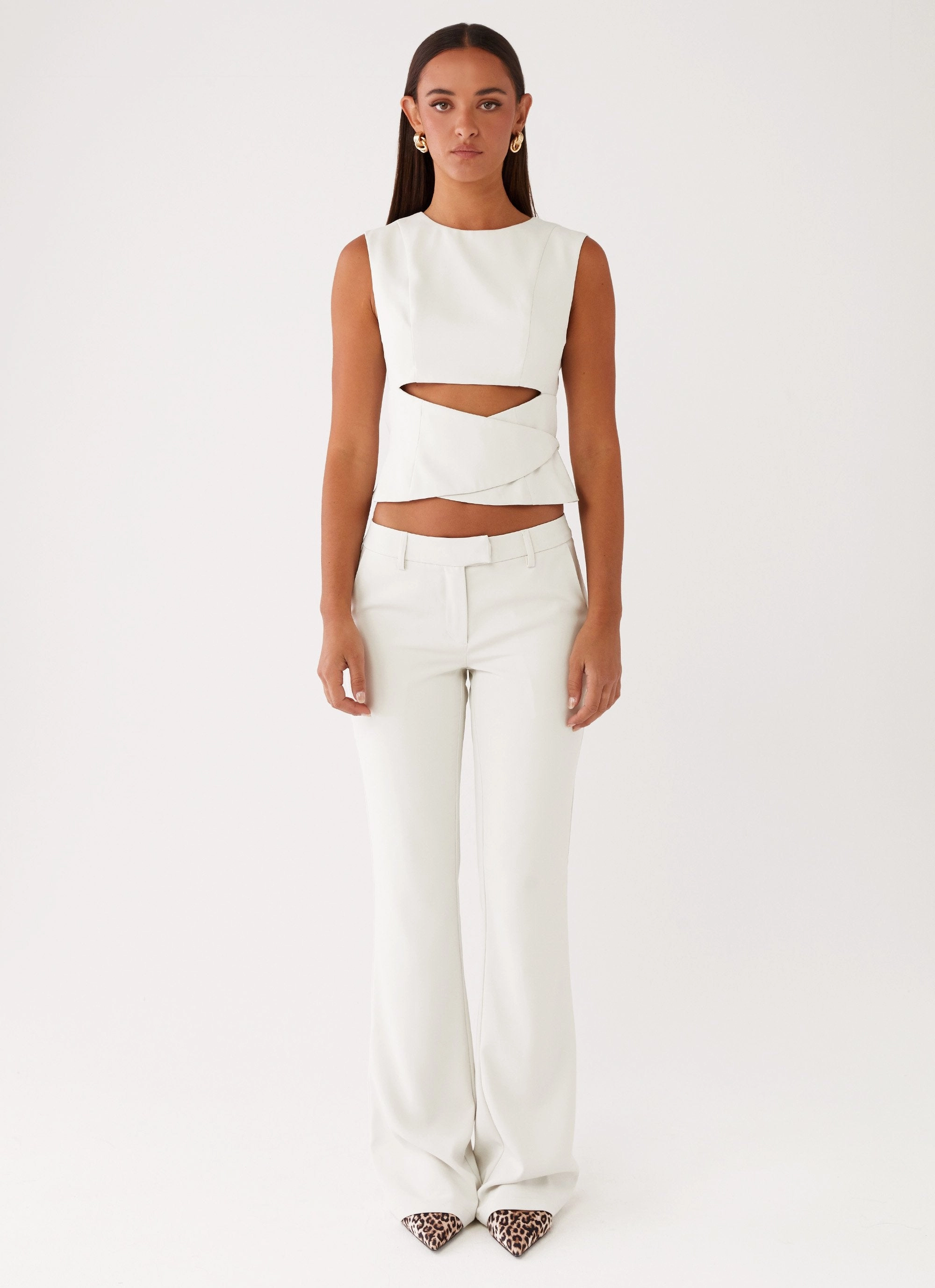 Modern Comfort Cyra Low Rise Slim Fit Pants - Ivory