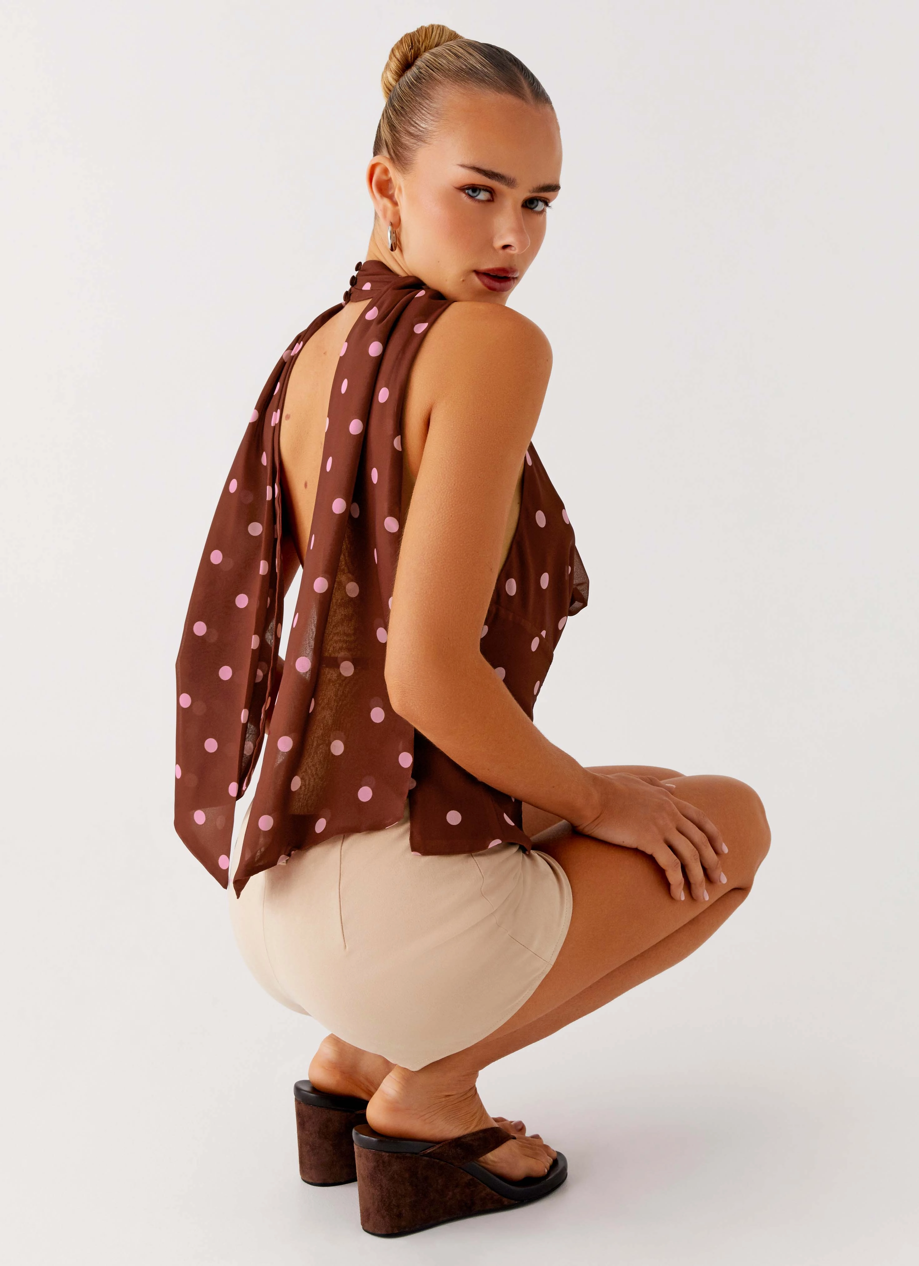 ContouredPanels Stealing Love Scarf Top - Chocolate Strawberry Dot