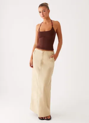Relaxed Feel Stella Tailored Maxi Skirt - Beige