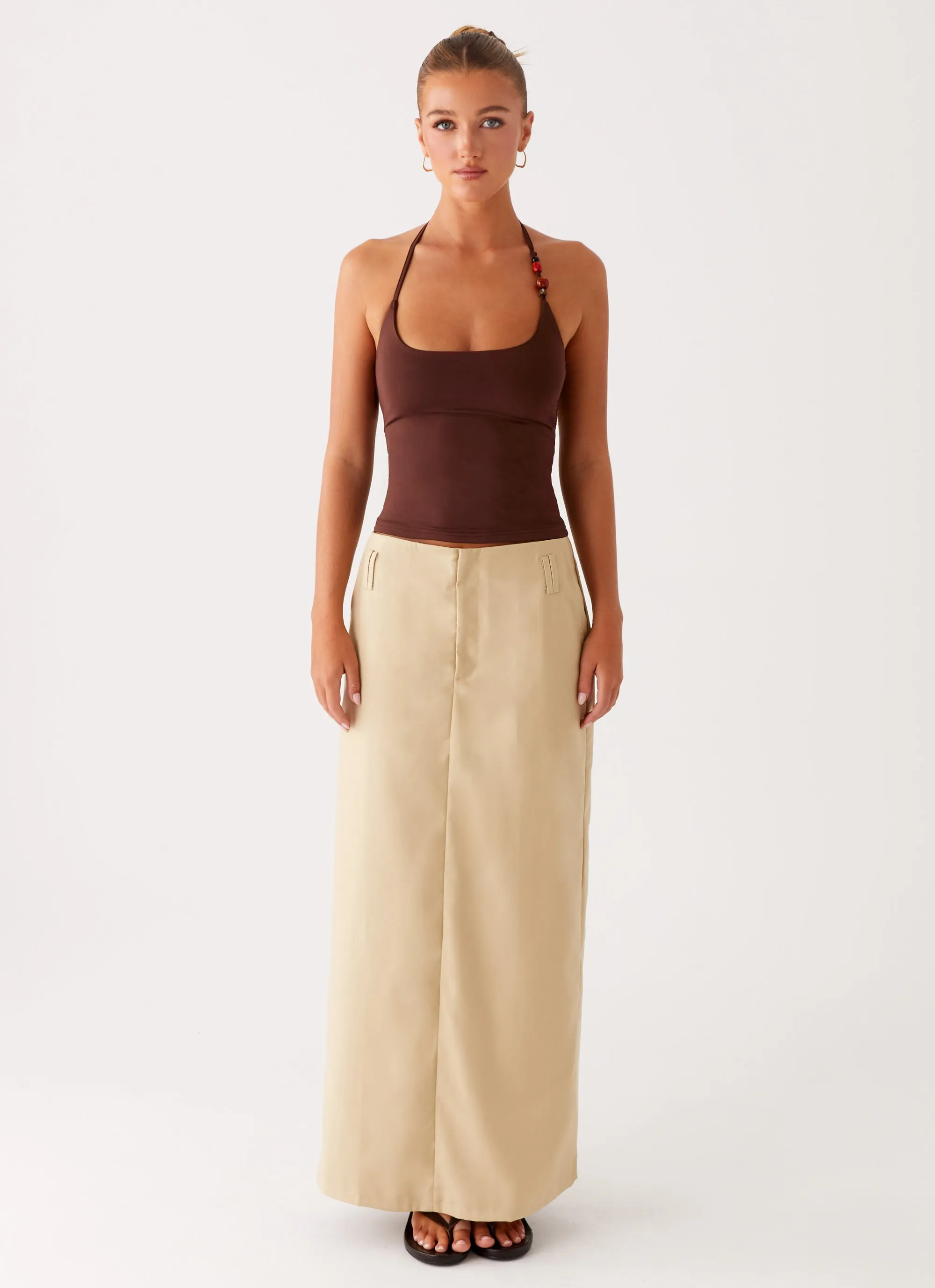 Handmade Quality Stella Tailored Maxi Skirt - Beige