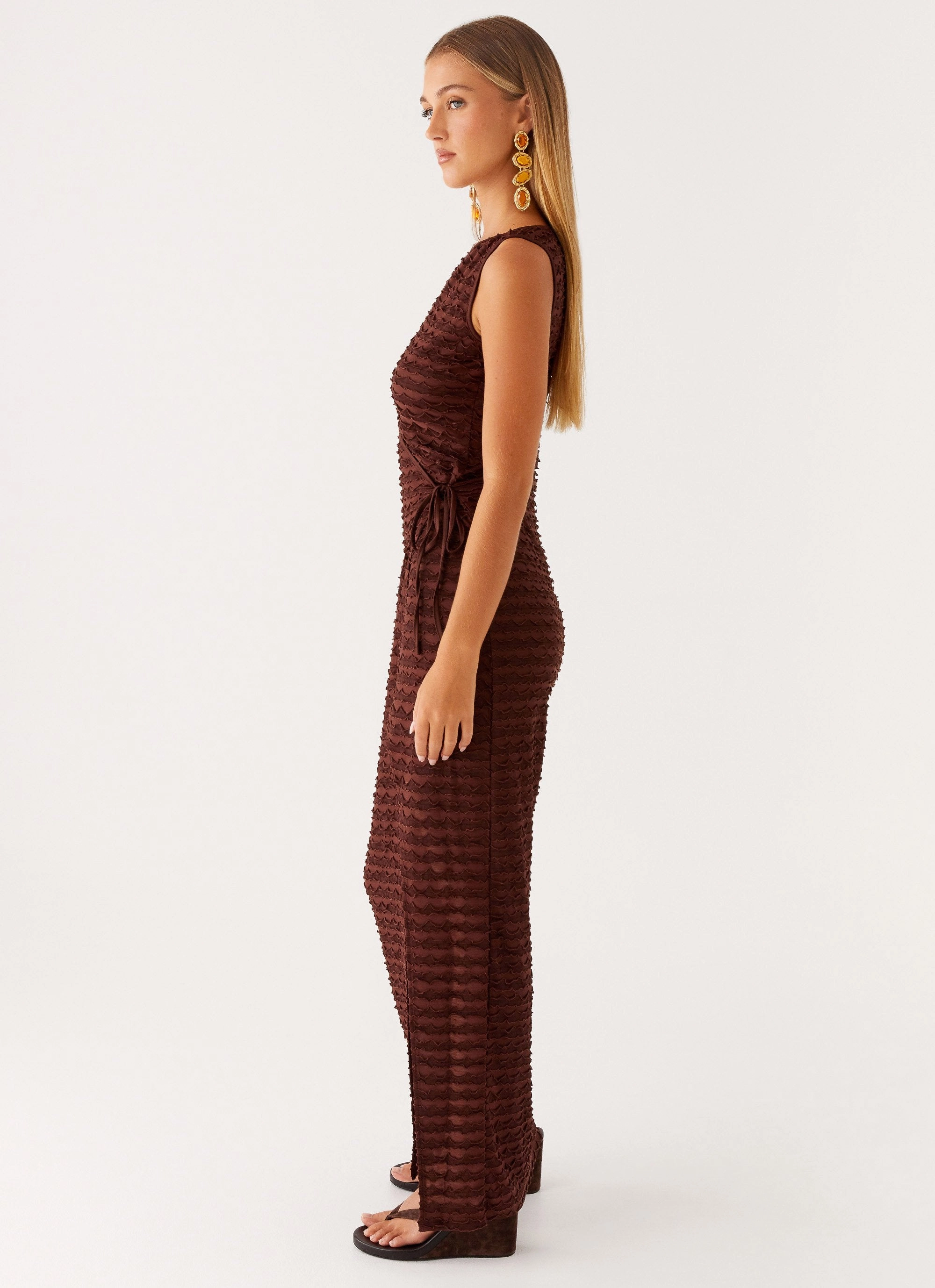 Unique Print Sterling Wrap Maxi Dress - Chocolate