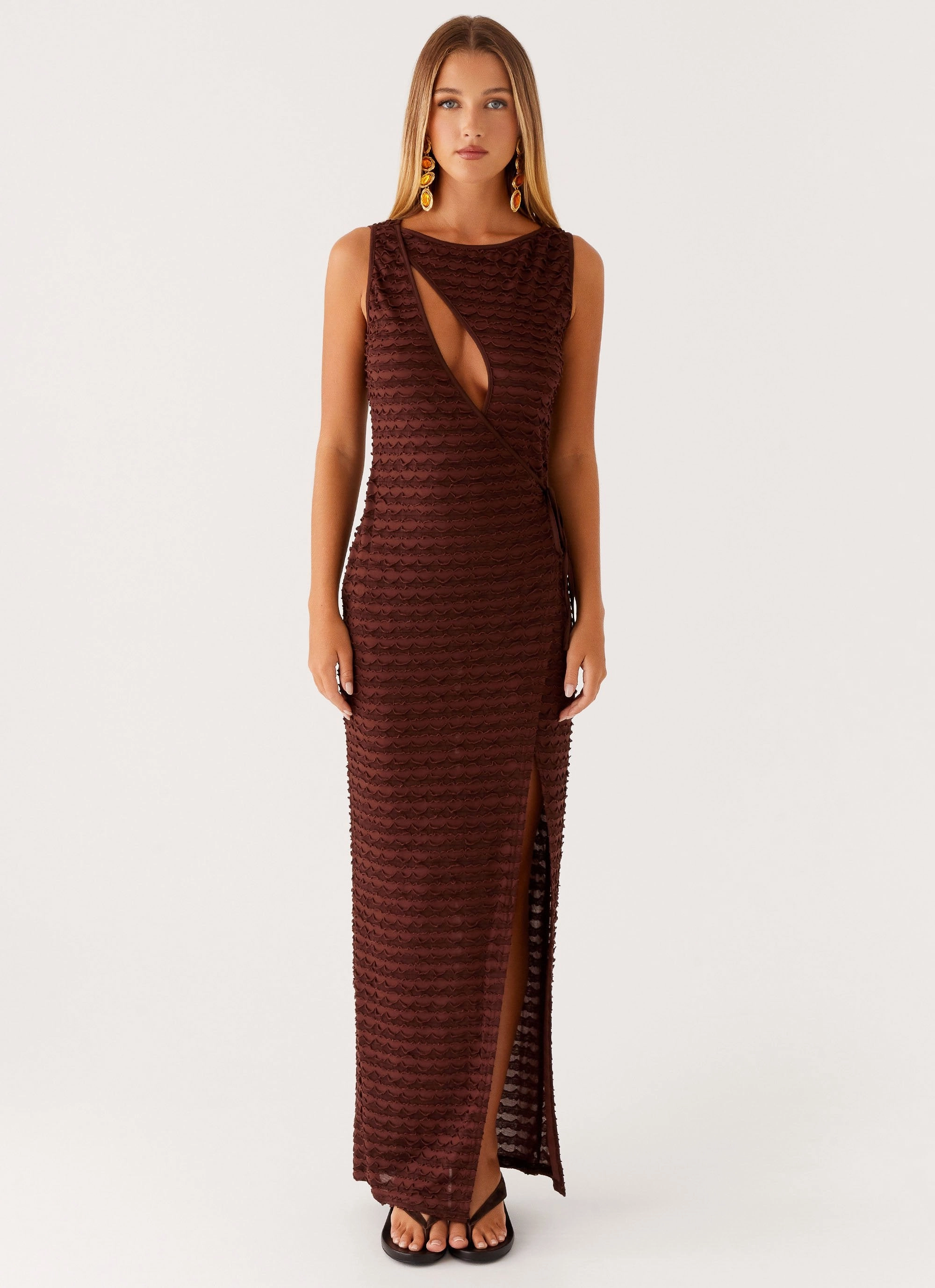 Sterling Wrap Maxi Dress - Chocolate Must Have Sleek Look