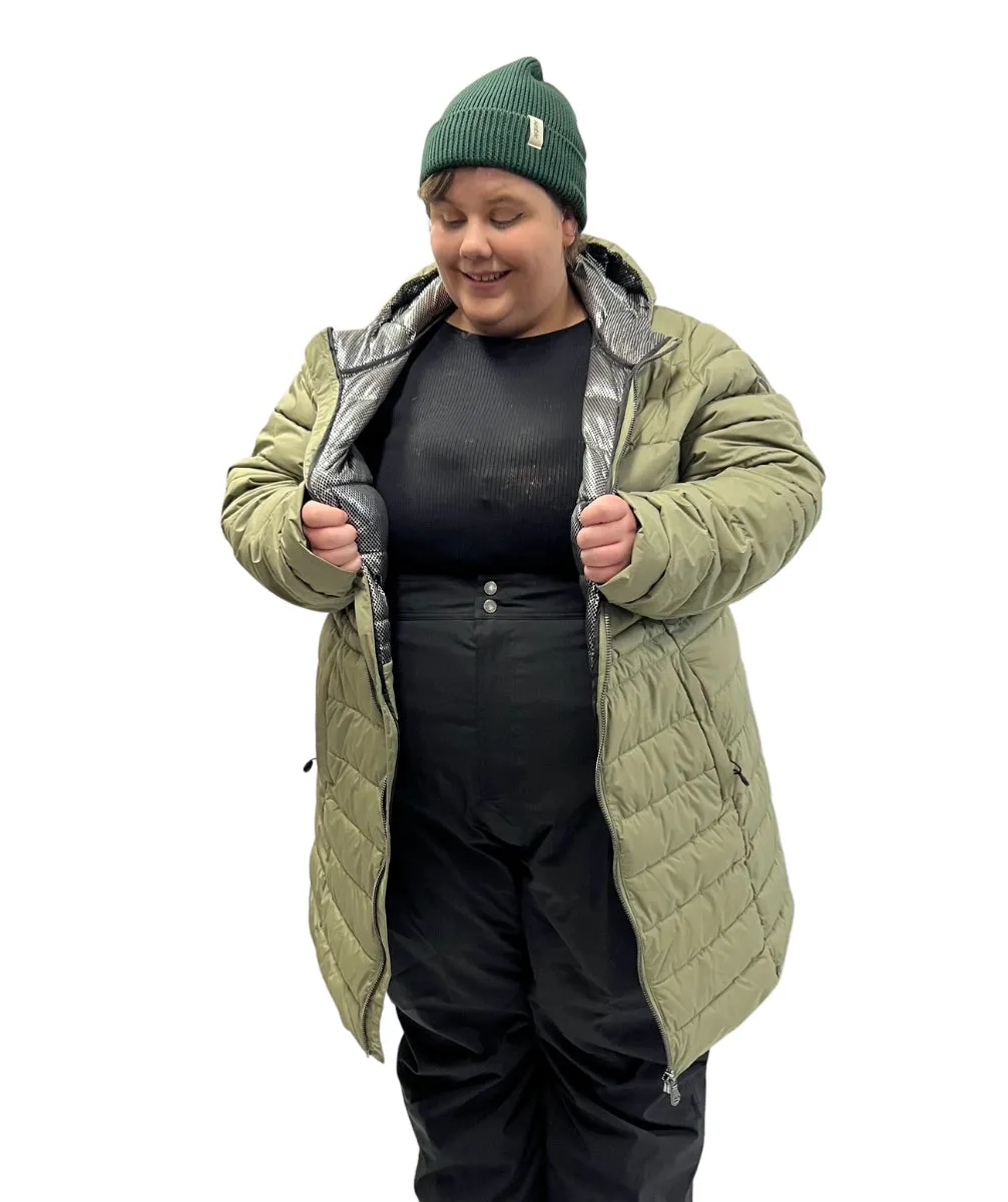 Stoy Abbess Womens Long Puffer Winter Coat Light Olive size 26-28